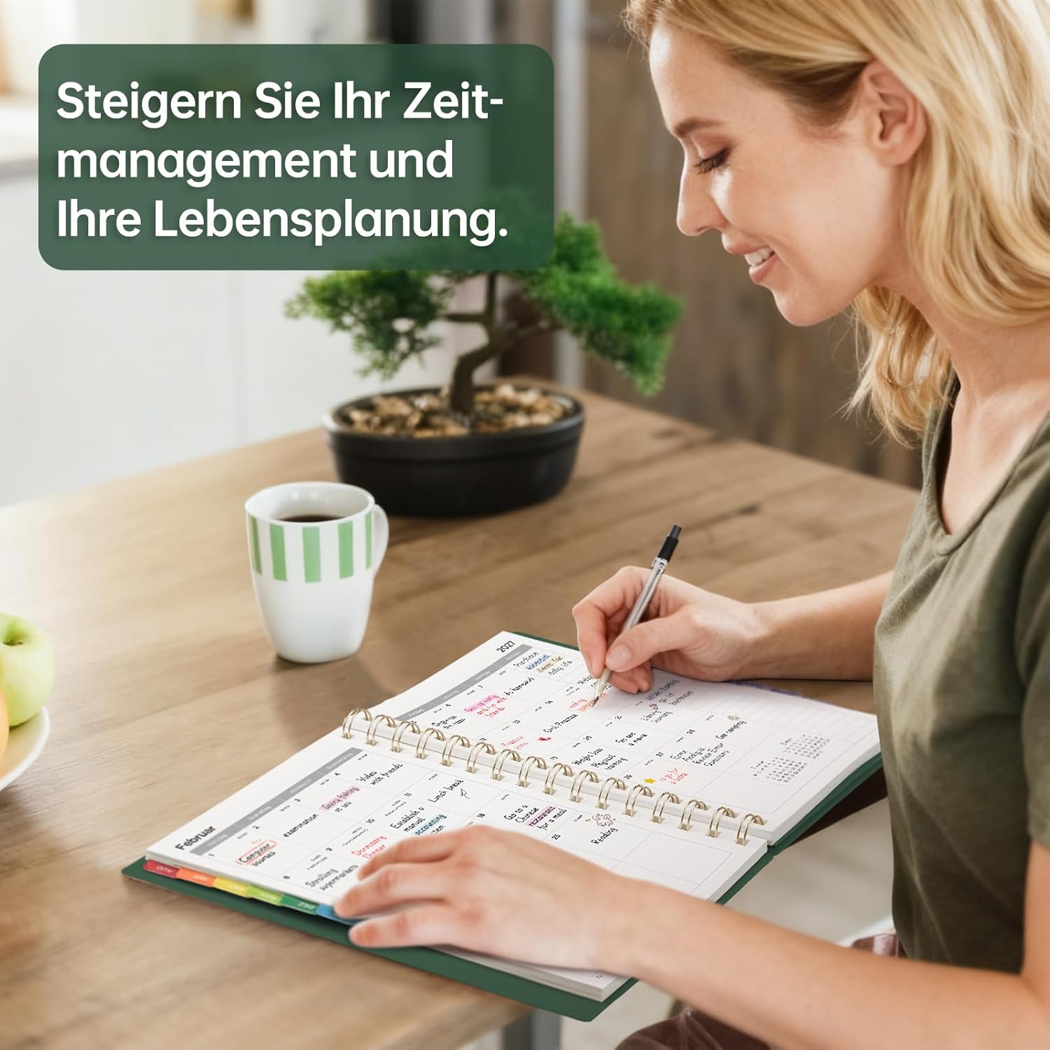 Thumbnail 5 de EMSHOI Kalender 2026/2027 A5 Terminplaner mit 30-Min-Intervallen (Wochenansicht) – Dunkelgrün