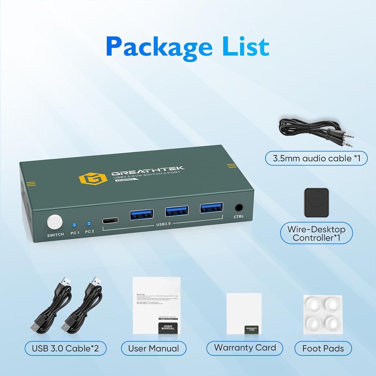 Thumbnail 6 de USB3.0 HDMI KVM Switch 2 PC 1 Monitor – 4K@60Hz, 3x USB 3.0 + USB-C, adaptives EDID