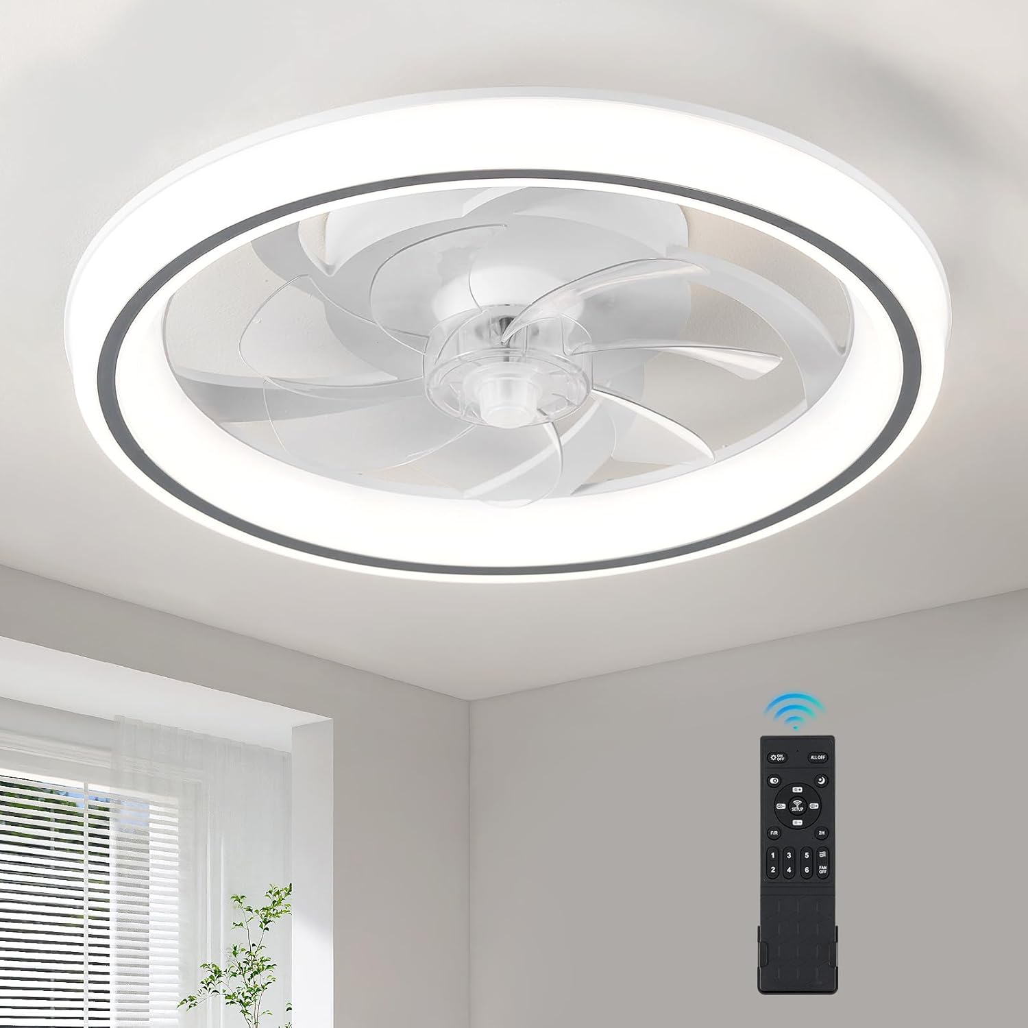 Detalle de Harper Living 48cm Ceiling Fan with Lights & Remote: 6 Speeds, Dimmable LED, Quiet Operation
