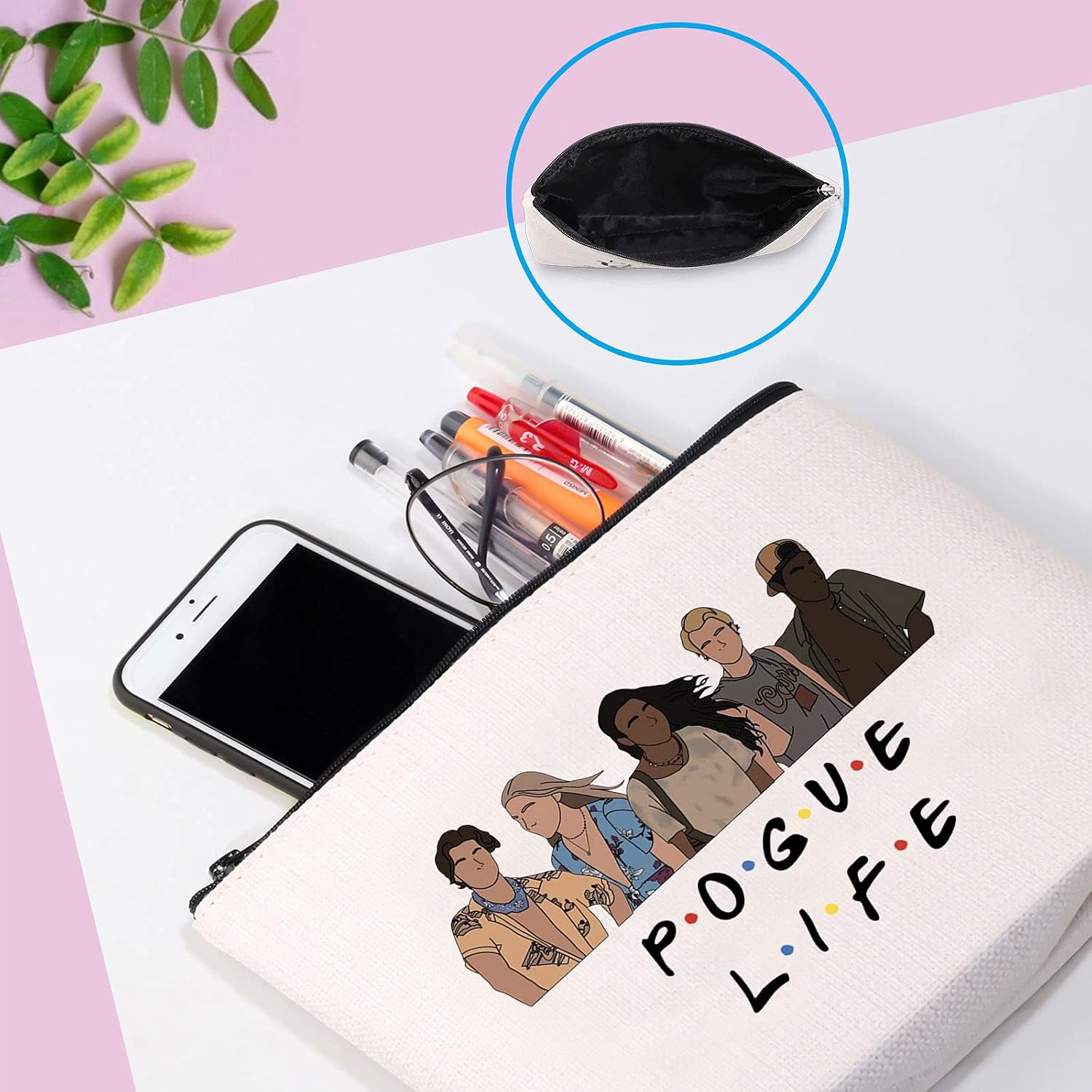 Thumbnail 4 de Outer Pogue Life Banks Zipper Pouch OBX North Carolina Friends John B JJ Pope Kiara Makeup Bag for Women (Beige)