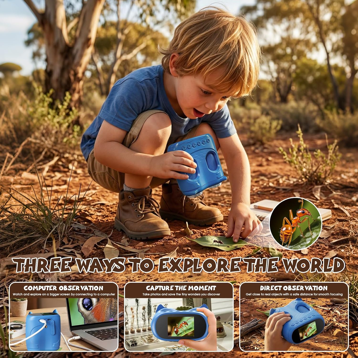 Detalle de ARNSSIEN 2 in 1 Microscopio Bambini e Telescopio: esplora micro e macro in un kit STEM per bambini