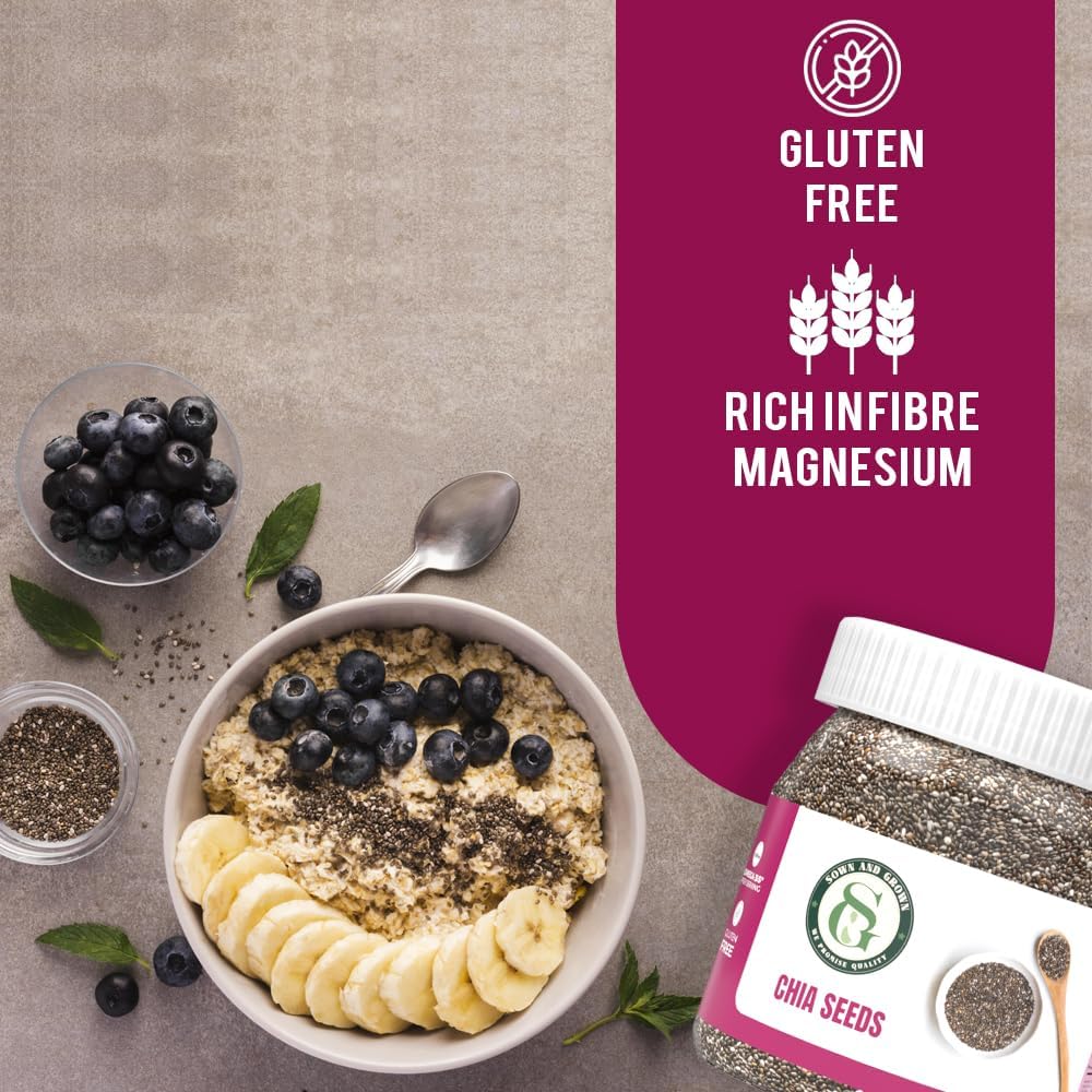 Detalle de Sown and Grown Chia Seeds, 2 lb (32 oz), Omega-3, Non-GMO, Keto Friendly