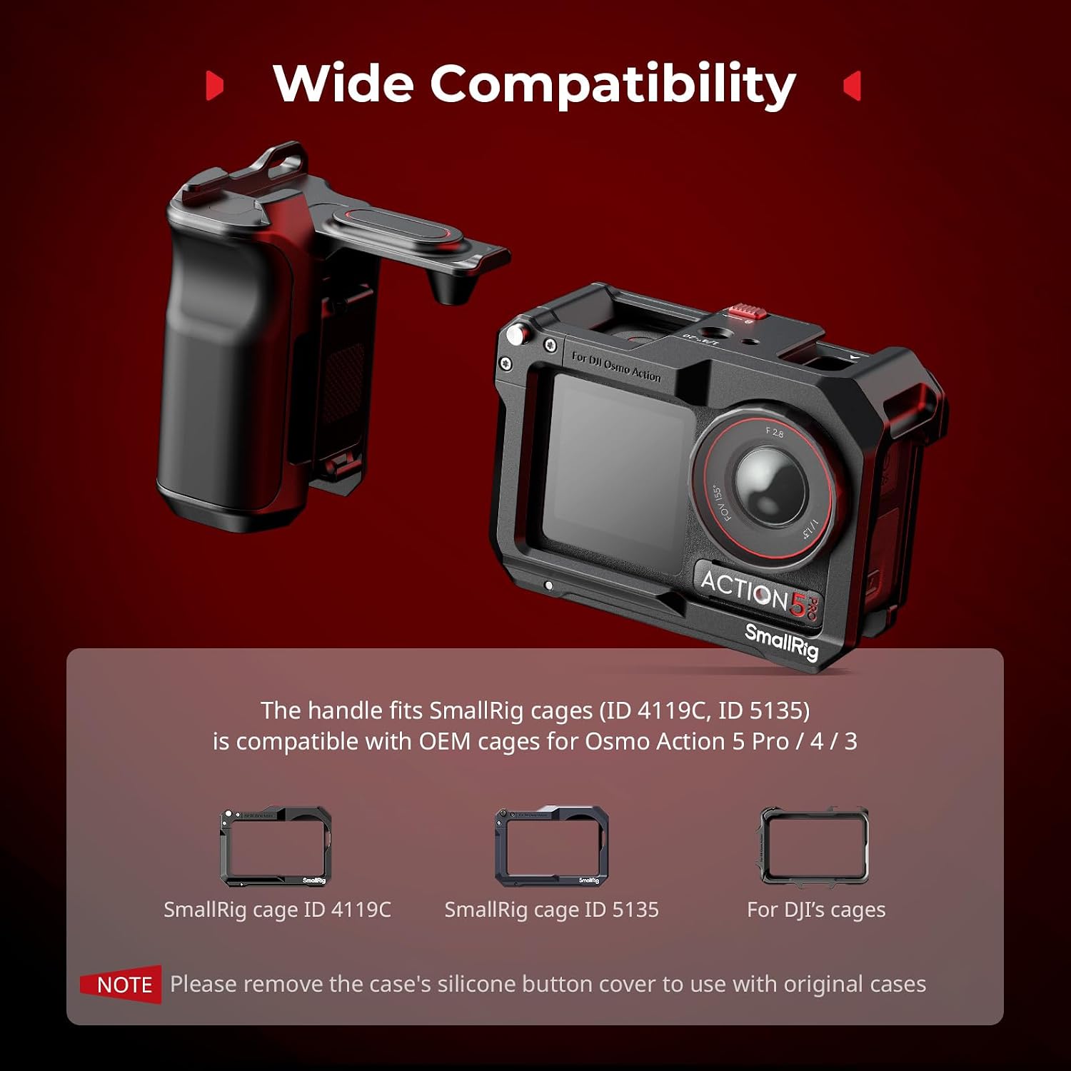 Thumbnail 5 de SmallRig Handle Grip Kit for DJI Osmo Action 5 Pro/4/3 with Cage – street photography grip, quick release and cold shoe