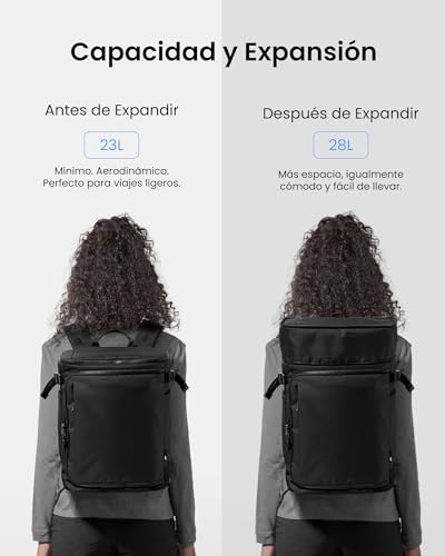 Detalle 2 de tomtoc Mochila Navigator-T69: 40×30×20 cm expandible (23‑28 L) para cabina de avión