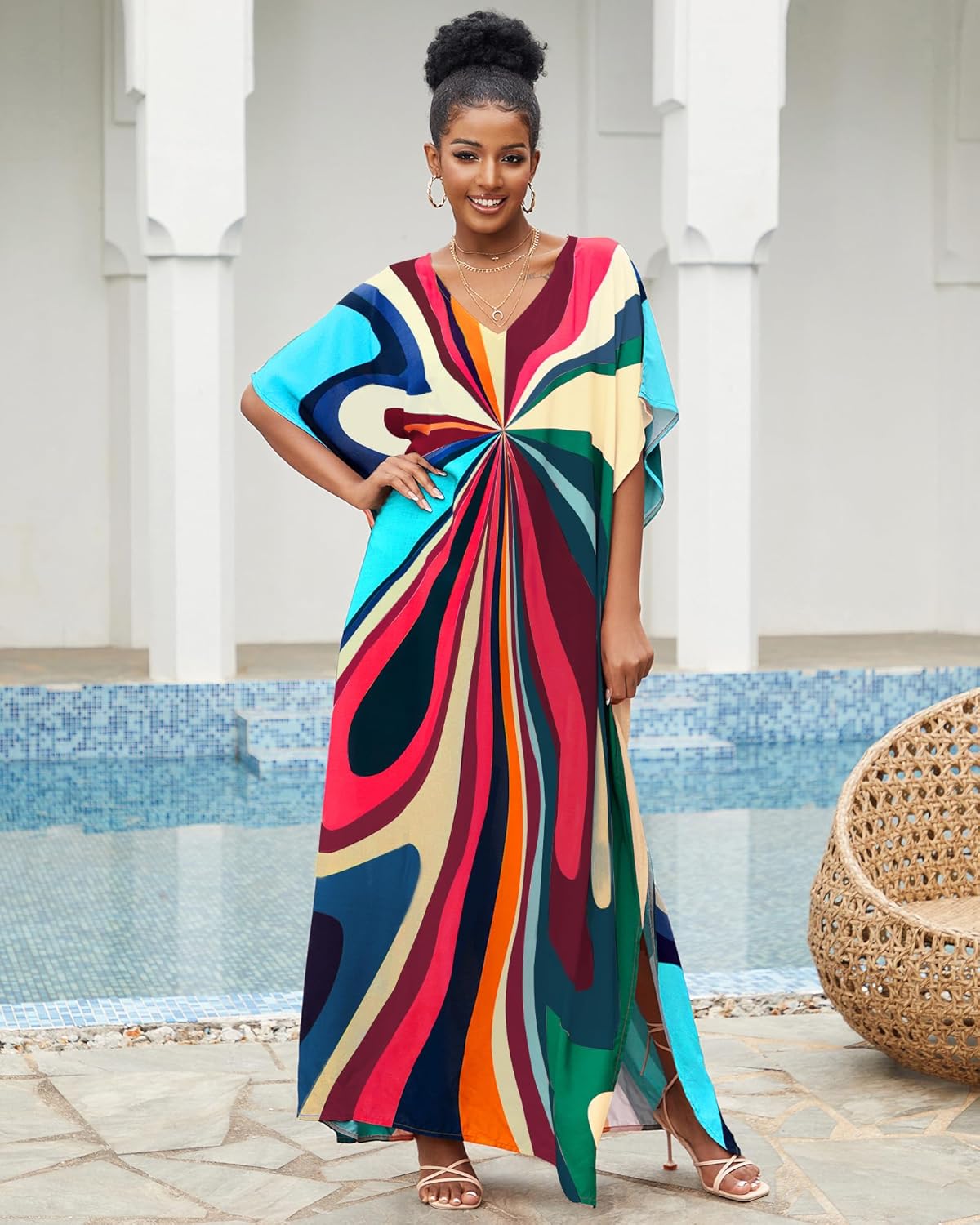 Thumbnail 5 de Women’s loose colourful beach cover-up kaftan dress (plus size) – Bsubseach
