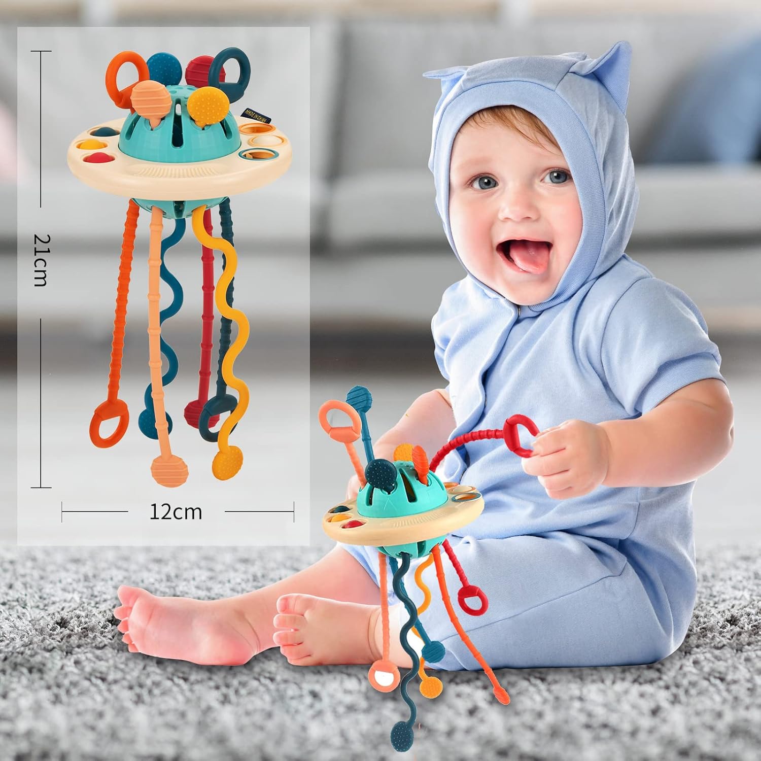 Detalle 2 de Tospino Jouet Montessori pour Bébé 18 Mois – Jouet Sensoriel et Dentition en Silicone