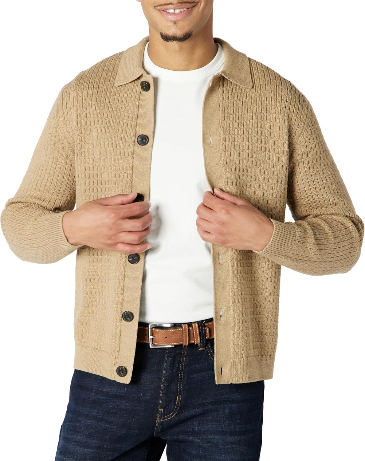 Thumbnail 6 de Amazon Essentials Herren Weite Strickjacke mit Kragen – bequemer Cardigan mit Knopfleiste