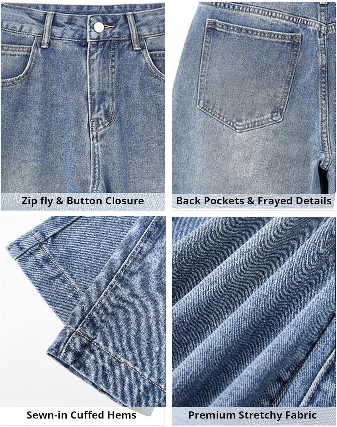 Thumbnail 2 de EMMIOL Women Baggy Jeans Mid-Low Waist Boyfriend Streetwear Vintage Jeans Wide Leg Denim Pants