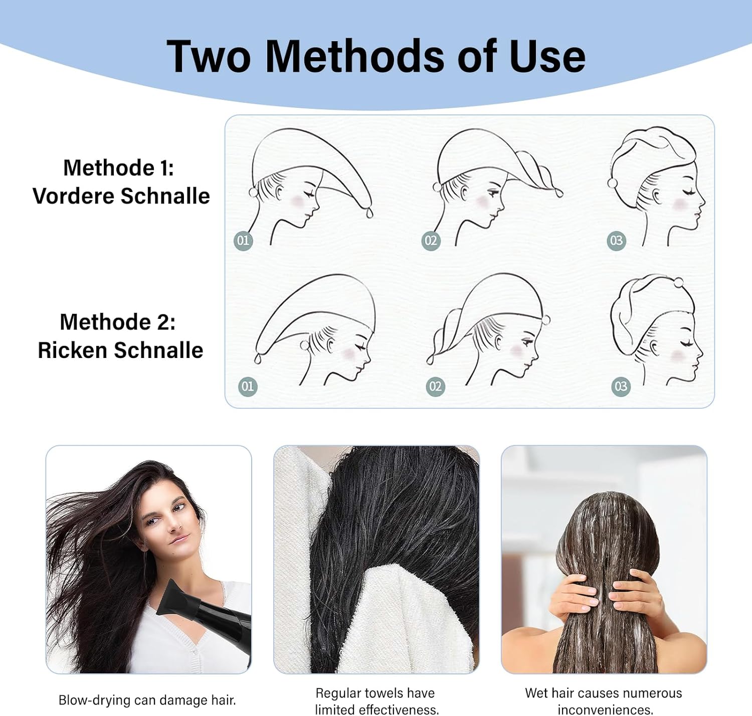 Detalle 2 de Lafefe 3 Pack Microfibre Hair Towel Wraps 3‑pack