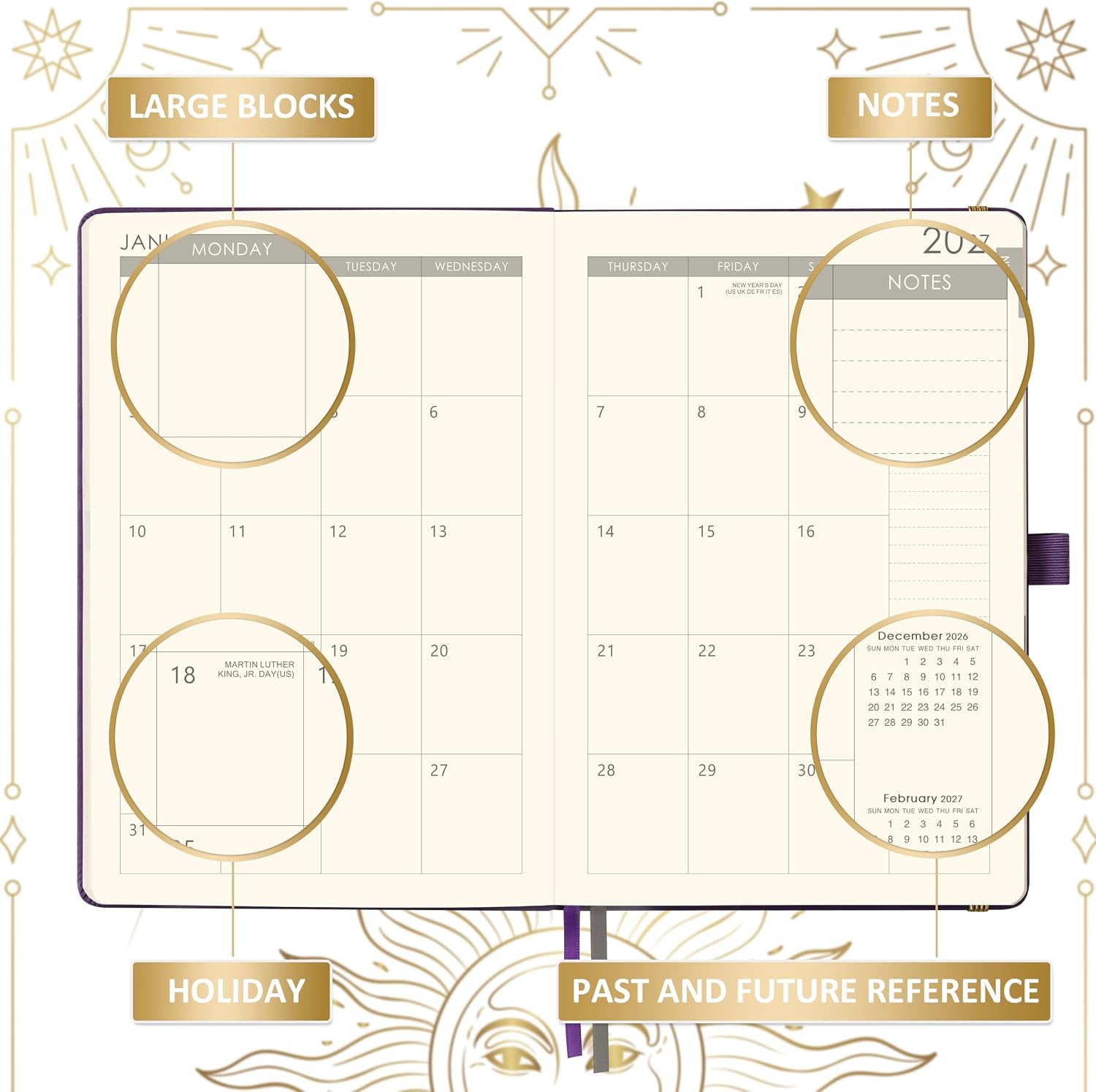 Thumbnail 2 de Artfan 2027 Planner, 5.75" x 8.25" Faux Leather Weekly and Monthly Organizer