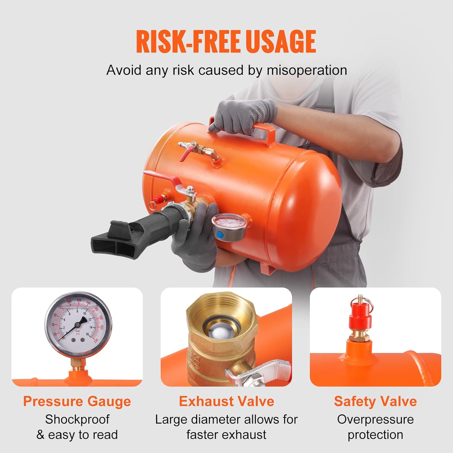 Detalle 2 de VEVOR Tire Bead Seater: 5 Gallon Air Tire Bead Blaster with Gauge