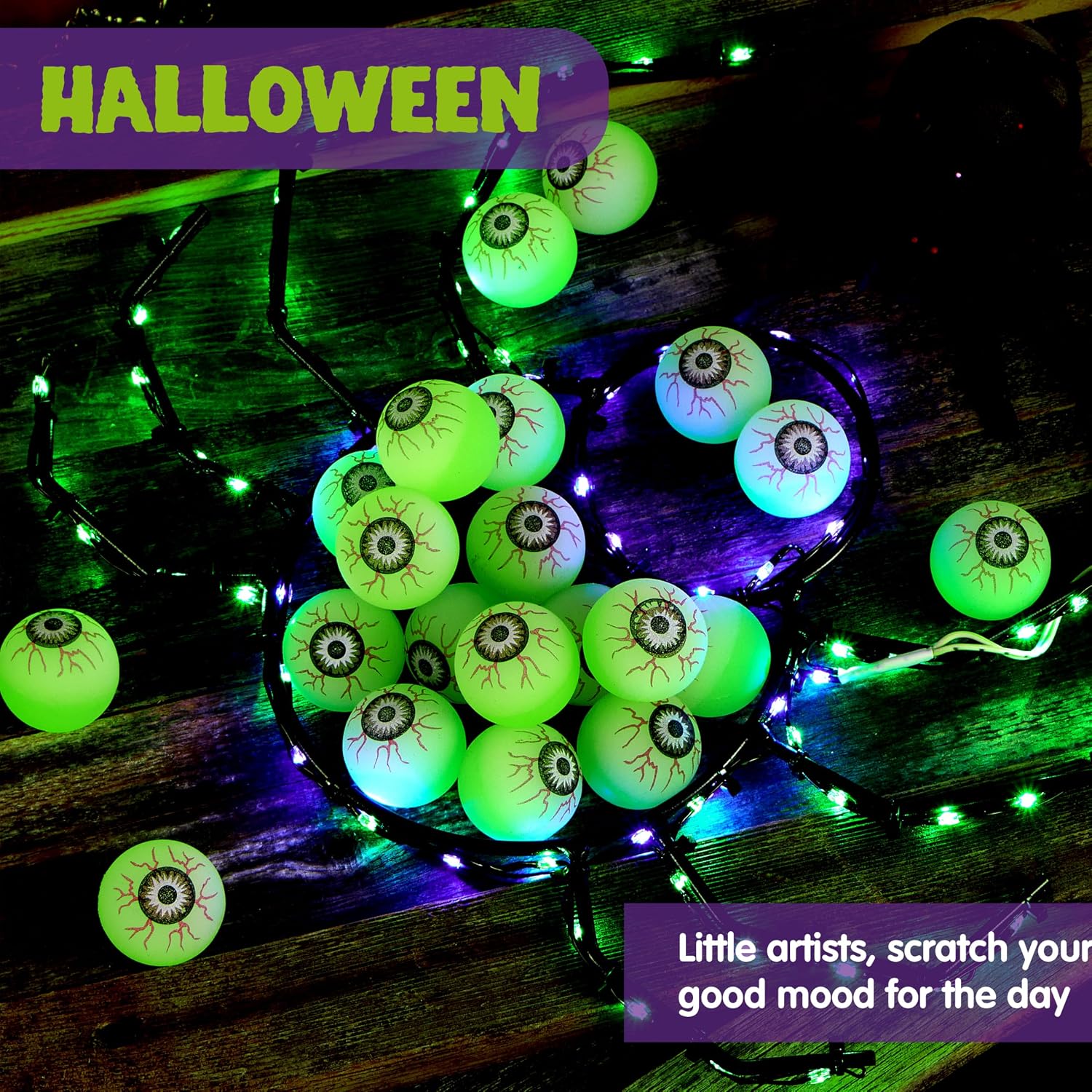 Detalle de JOYIN 17690 Halloween Glow Eyeball Bouncy Balls, 24-Pack, 1-Inch