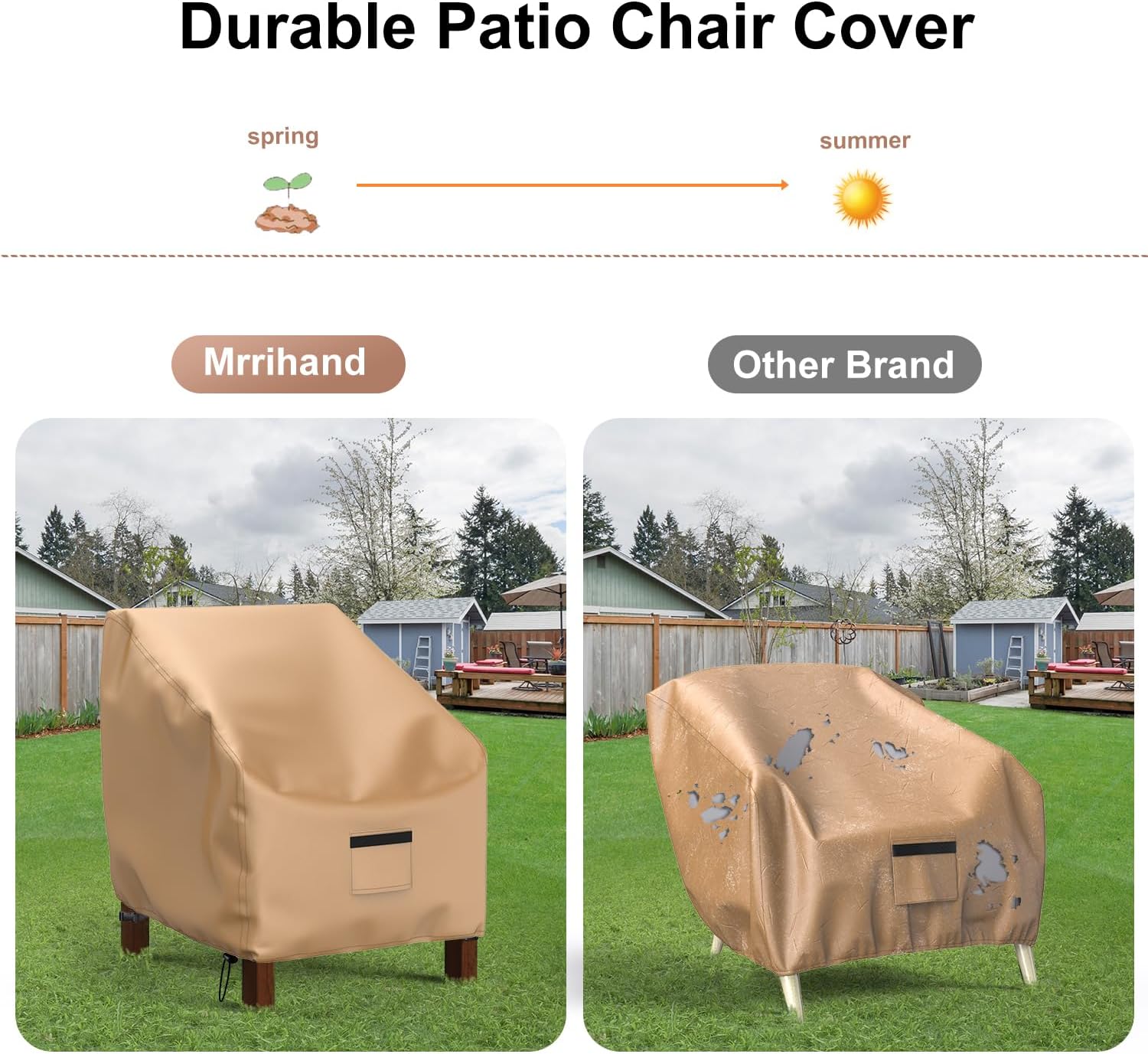 Thumbnail 5 de Mrrihand MHD-289 Patio Chair Covers, Waterproof Brown Oxford Fabric, 2-Pack