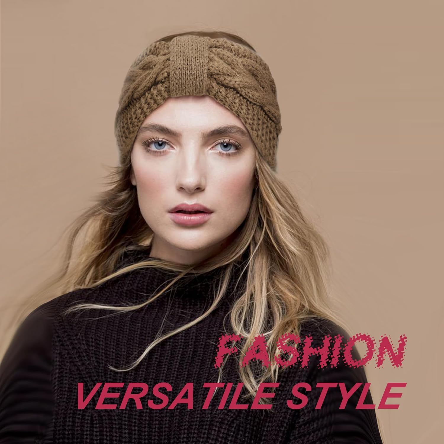 Detalle de DRESHOW Bandeaux tricotés chauds pour femmes – Lot de 4, doublure polaire