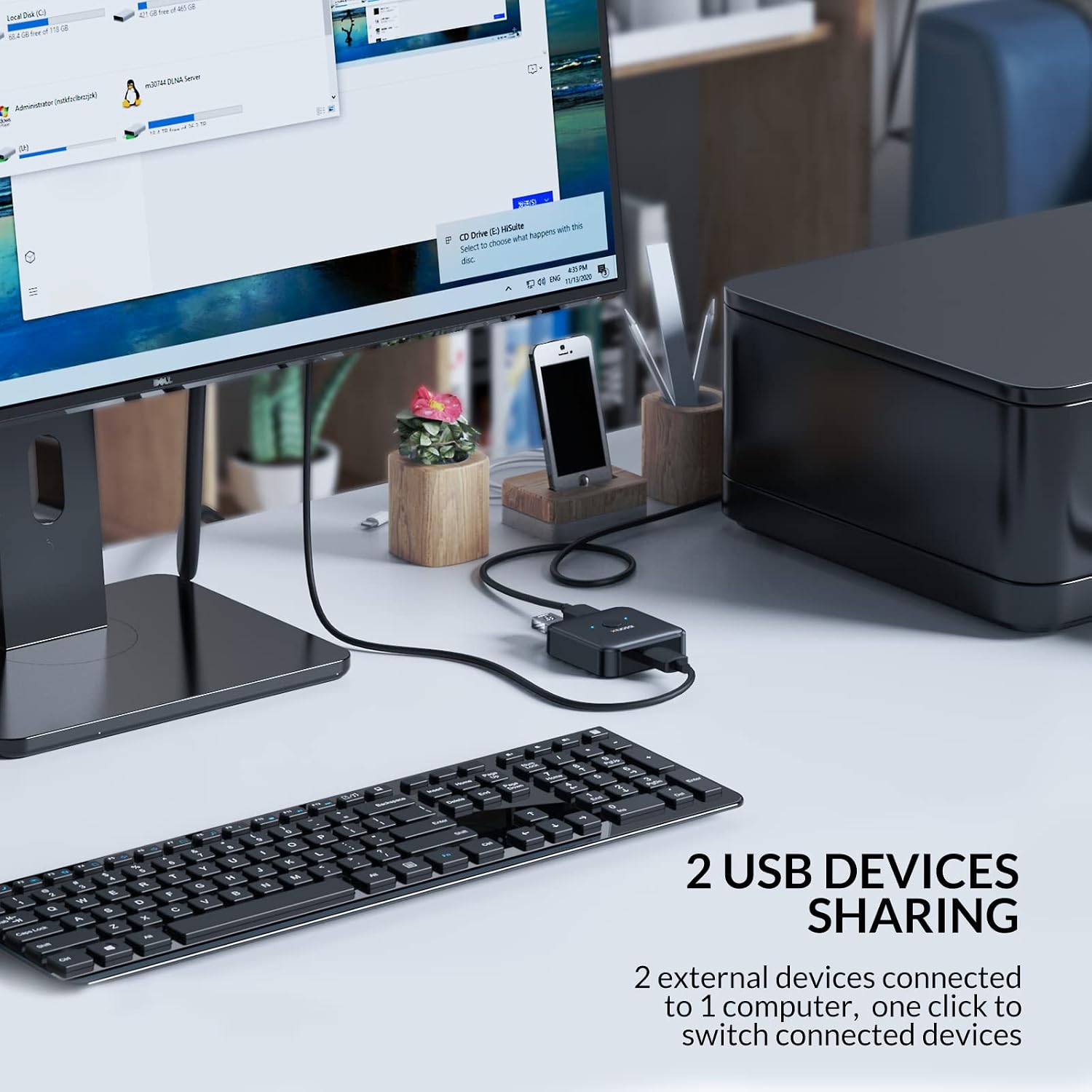 Detalle de iDsonix USB 3.0 Switch für 2 PCs 5 Gbps