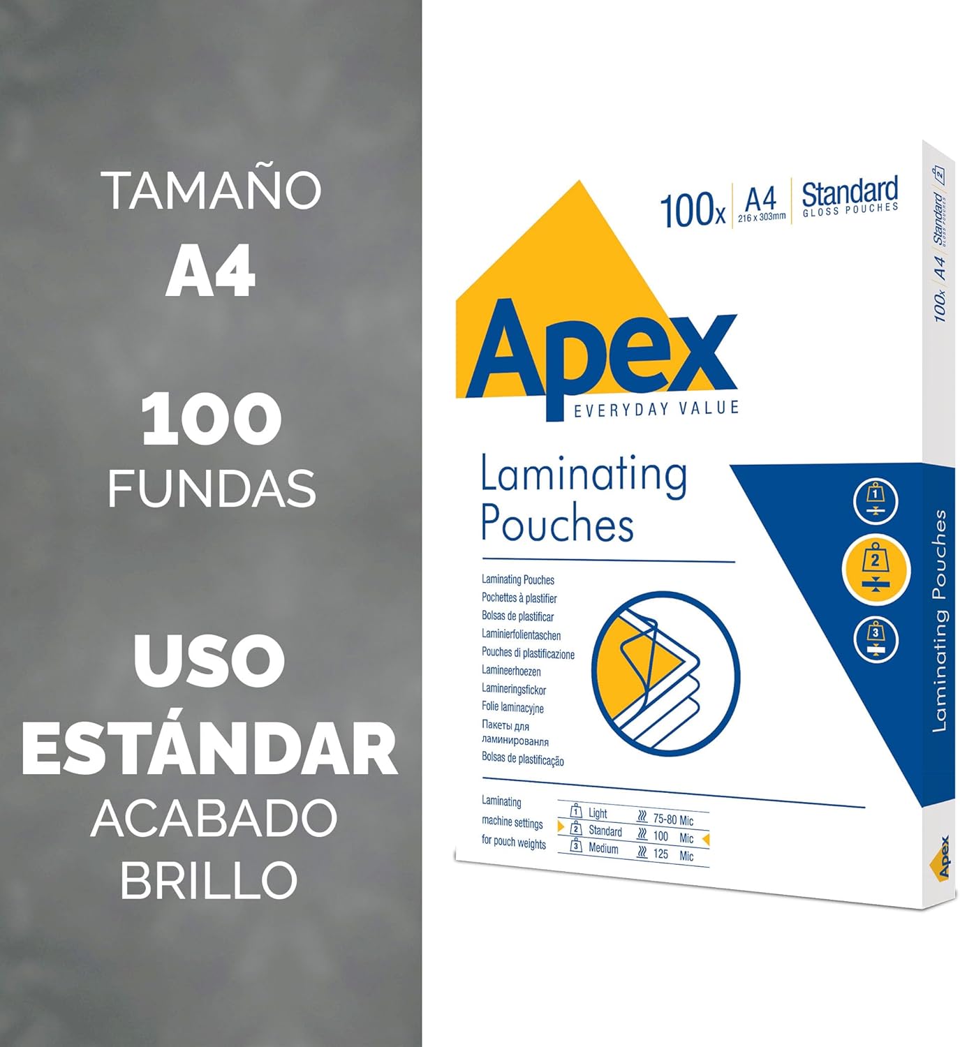 Thumbnail 1 de Fellowes 6003301 Pouches per plastificazione Apex A4 lucide (100 fogli)