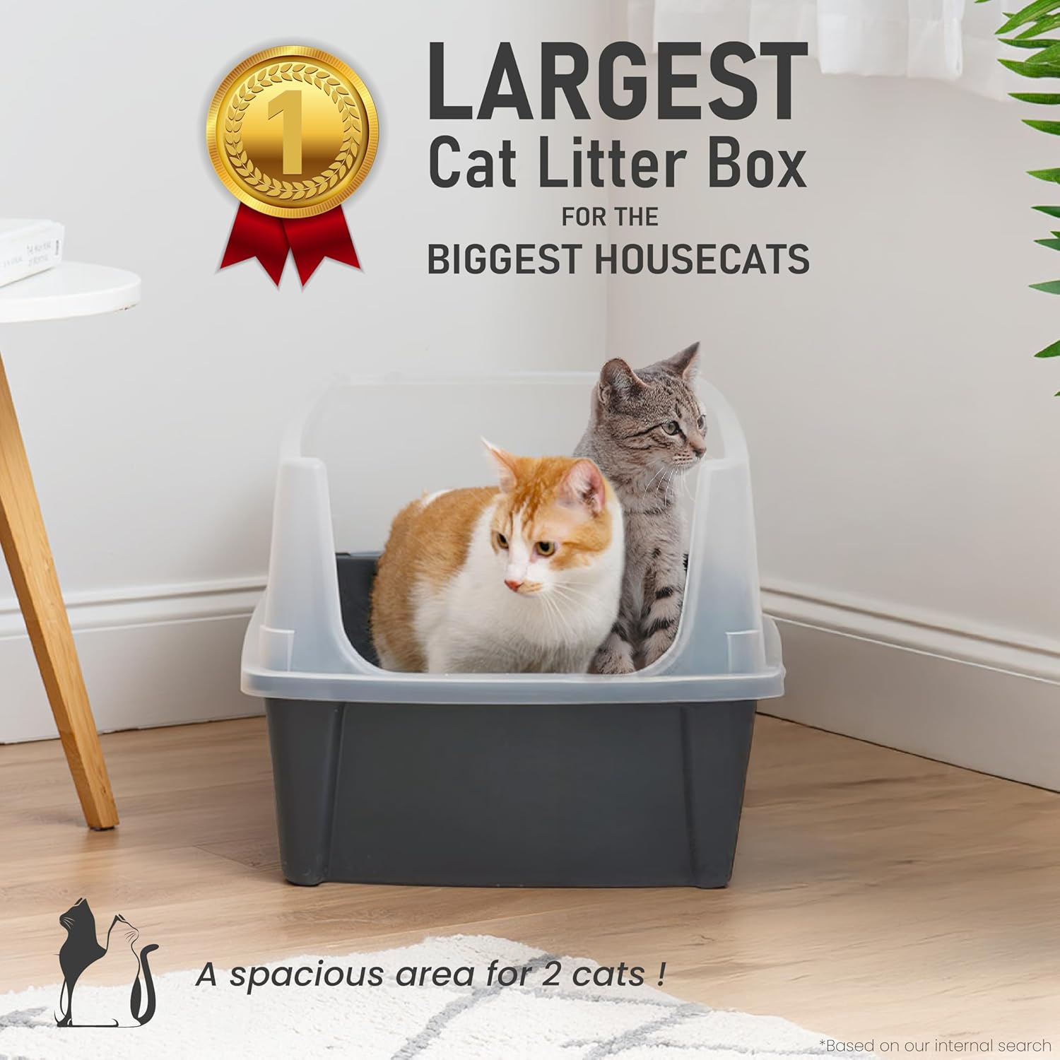 Thumbnail 2 de Iris Ohyama Lettiera per gatti XL extra large grigia con lati alti rimovibili, a prova di perdite