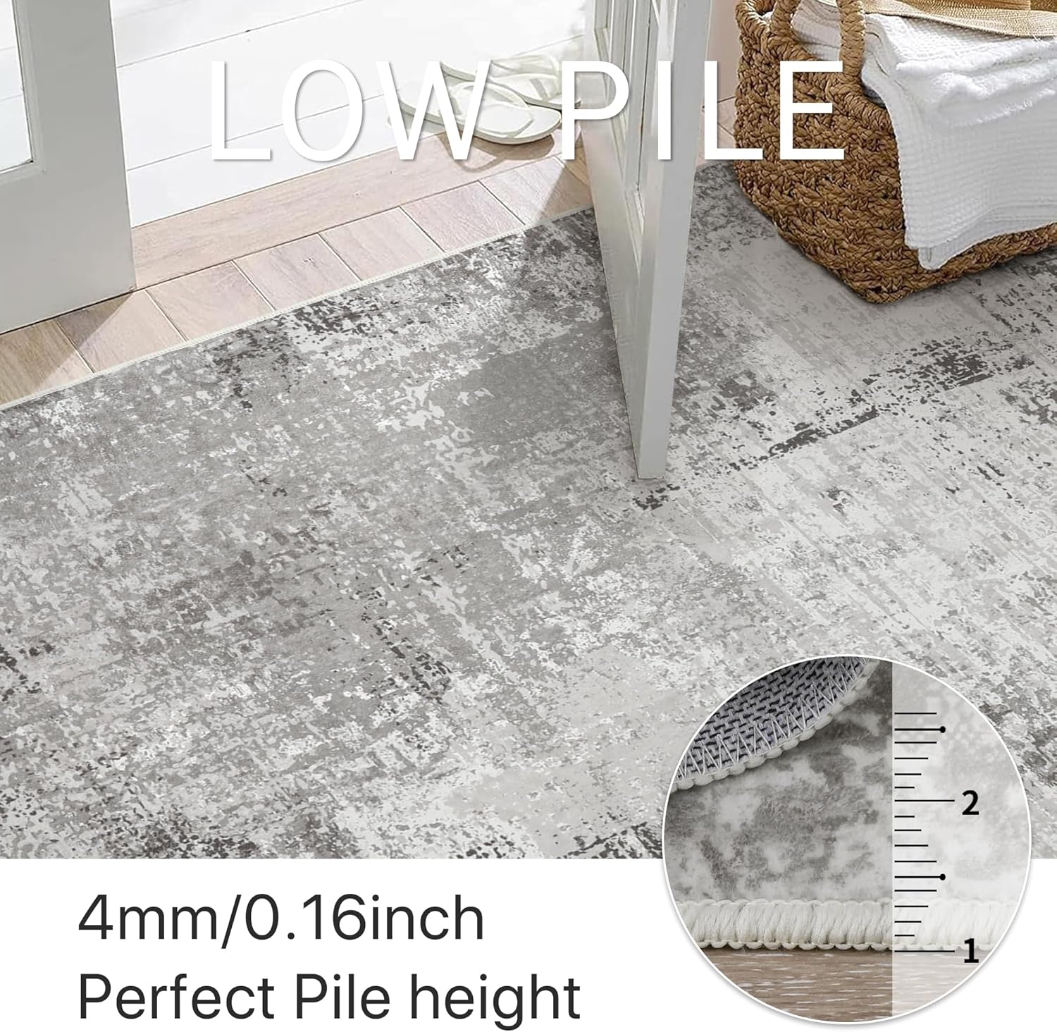 Thumbnail 2 de BEIMO Tapis de salon abstrait gris lavable en machine 200x290 cm