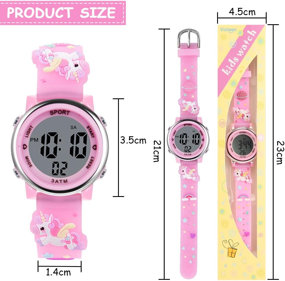 Detalle 2 de Vicloon Unicorn Digital Watch digitaal kinderhorloge met ledlicht in 7 kleuren