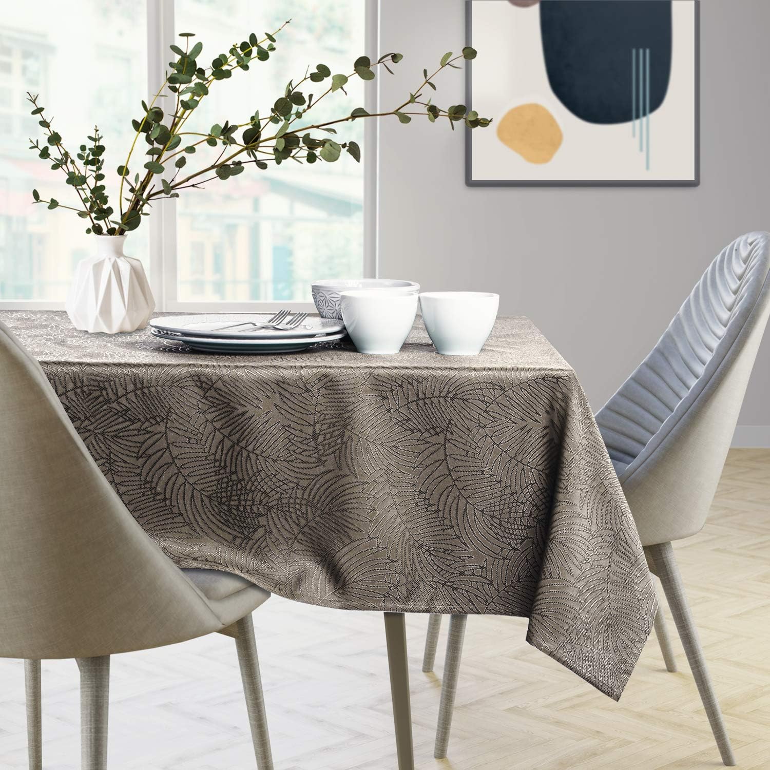 Thumbnail 4 de AmeliaHome Nappe Effet Lotus déperlant Polyester Cappuccino Gaia 140x260 cm