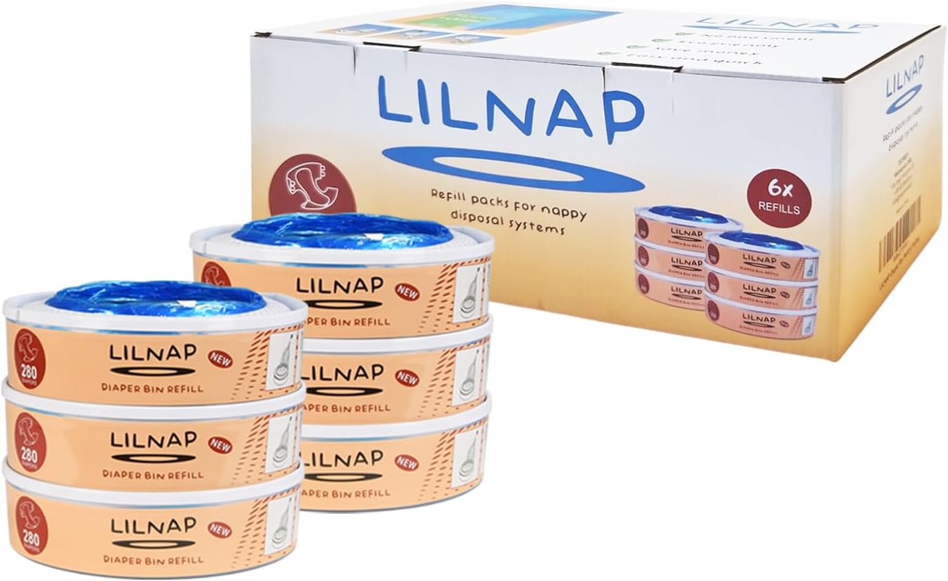 LILNAP 6 Nachfüllkassetten (runde Kassetten) für Angelcare Windeleimer & Litter Locker II – Neues Design