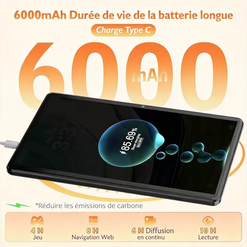 Detalle de UBDXBD Tablet 10” Android 15 con funda, 18 GB RAM y 128 GB (ampliable) – rendimiento y comodidad