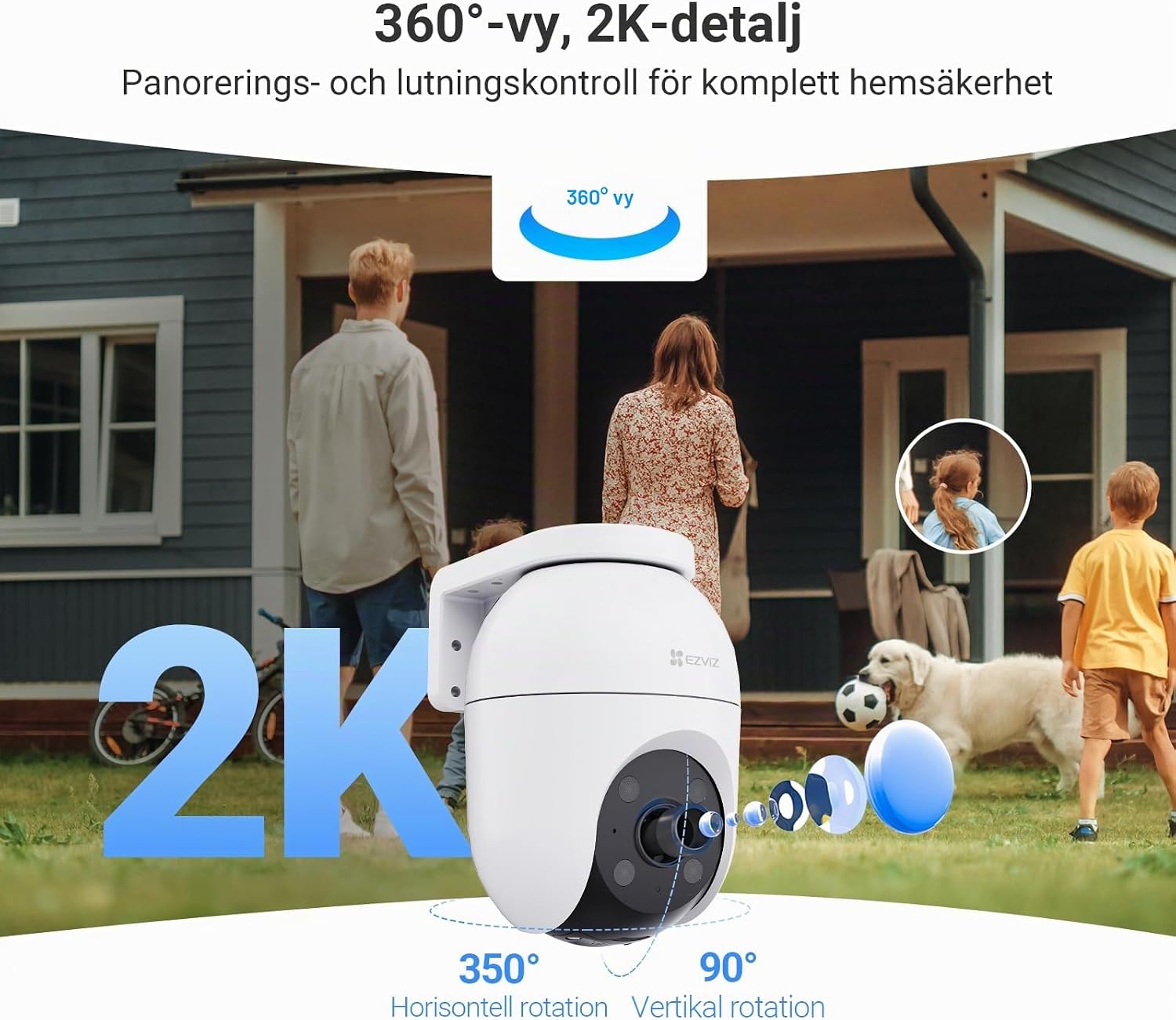 Detalle de EZVIZ C8c 3MP 2PK utomhuskameror med 2K, AI-spårning och färgnattsyn