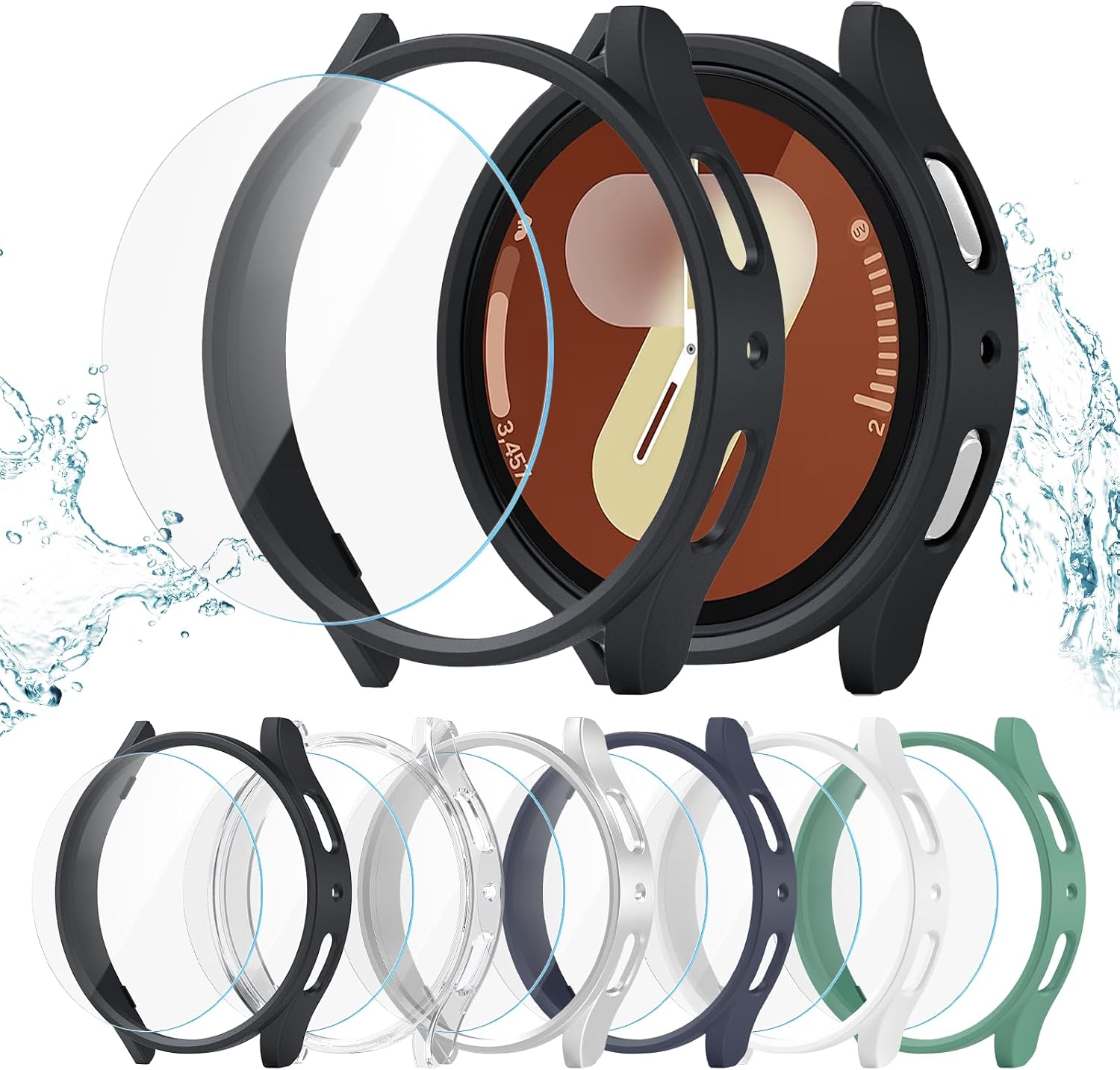 Detalle de Landhoo 6+6 Screen Protector Case for Galaxy Watch 7 40mm, PC Bumper and Tempered Glass