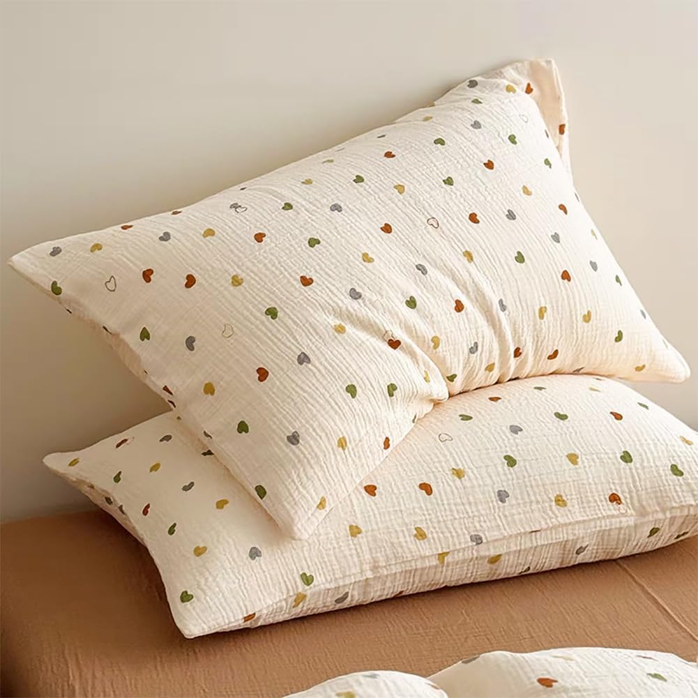 Detalle 2 de AShanlan Musselin Kissenbezug 40 x 80 cm – 2er Set aus 100% Baumwolle Musselin