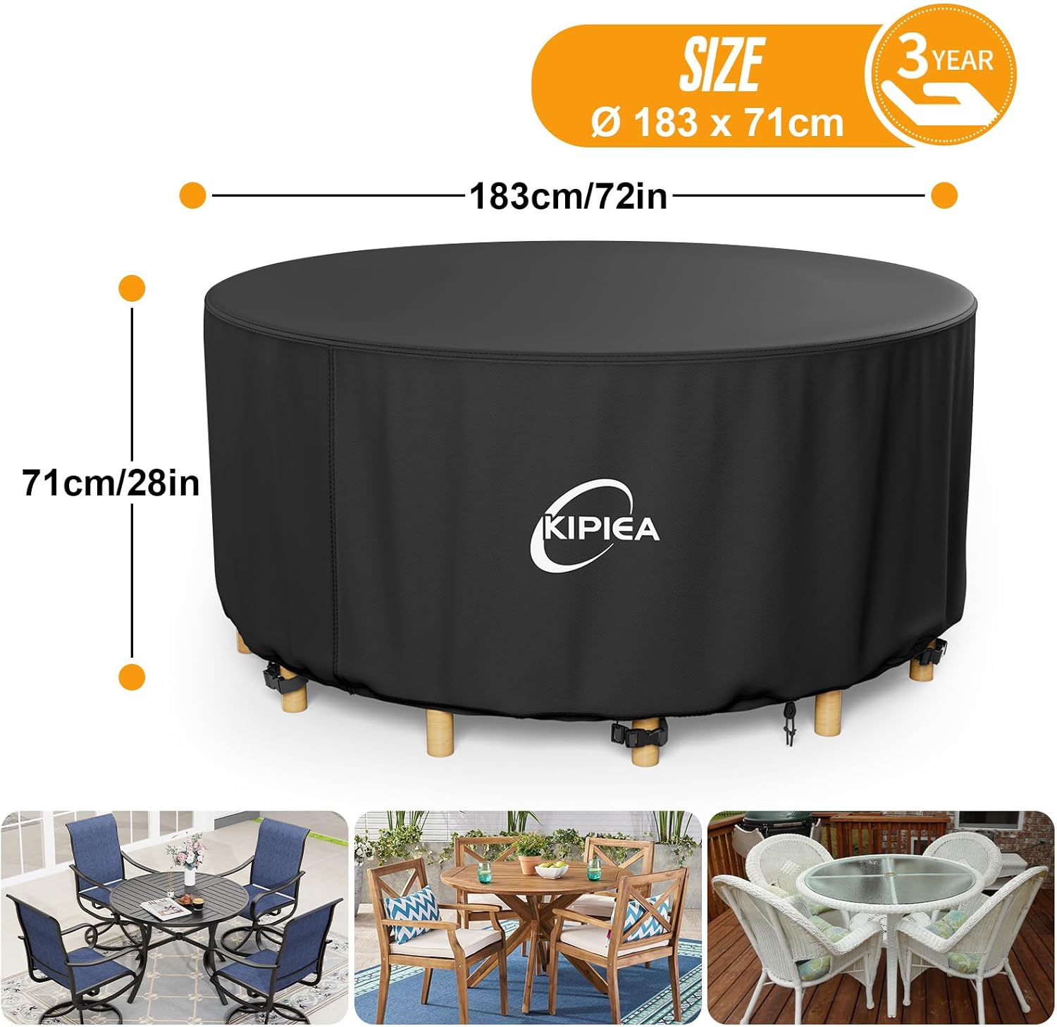 Detalle de Kipiea Extra Large Garden Furniture Covers Waterproof, Heavy Duty 420D (345 x 188 x 71cm)