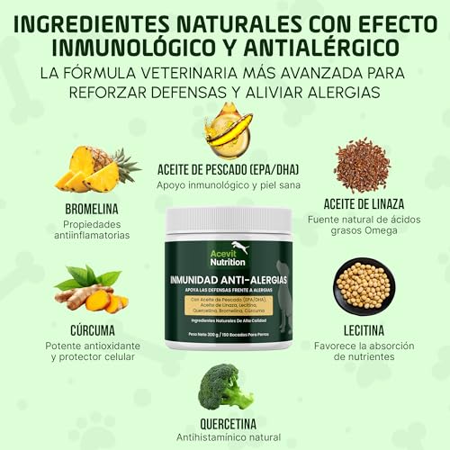 Detalle de Alivio Alergia Perros de Acevit Nutrition 150 uds: suplemento inmunológico y de piel para mascotas