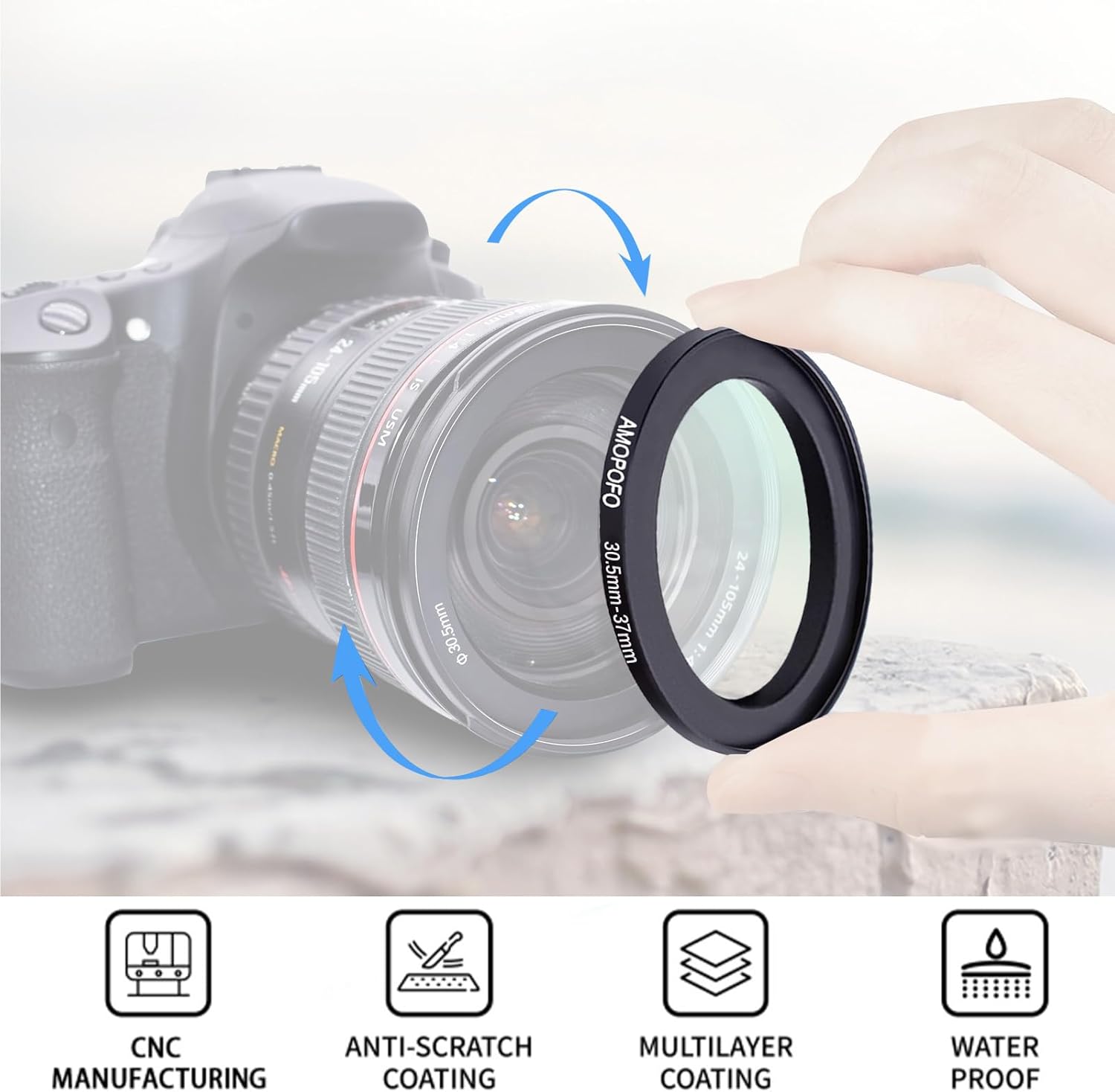 Thumbnail 1 de AMOPOFO 30.5mm to 37mm Lens to Filter Ring – CNC Aluminium Step-Up Adaptor