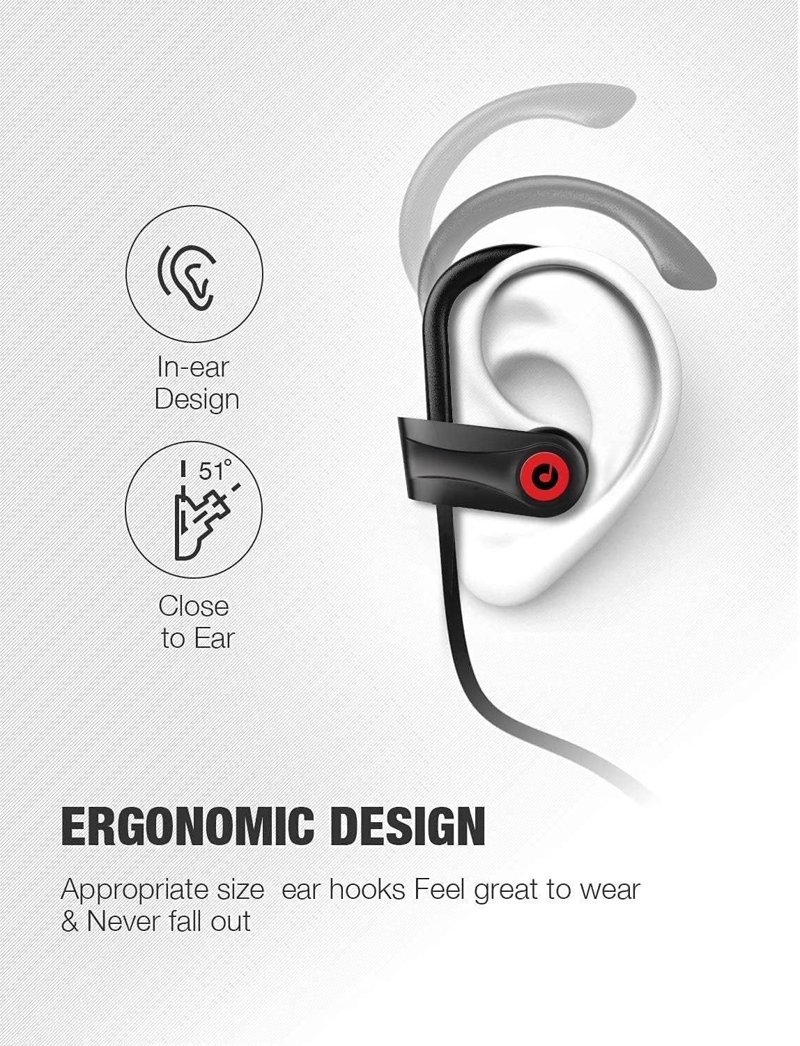 Thumbnail 4 de Otium U18 Bluetooth Earbuds (IPX7 Waterproof) for Gym, Running, Up to 15–16 Hours Playtime, Stereo Sound Isolation, Black