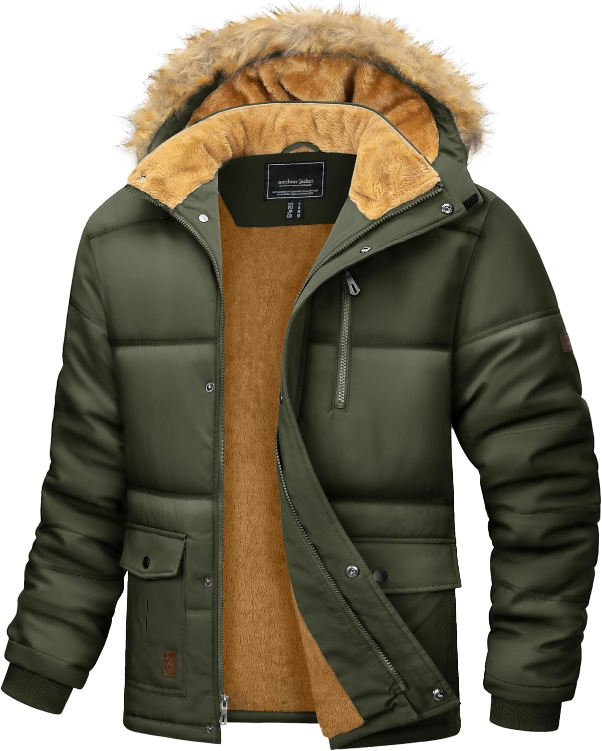 Detalle de MAGCOMSEN Men's Winter Jacket with Removable Hood, Windproof, Water-Repellent