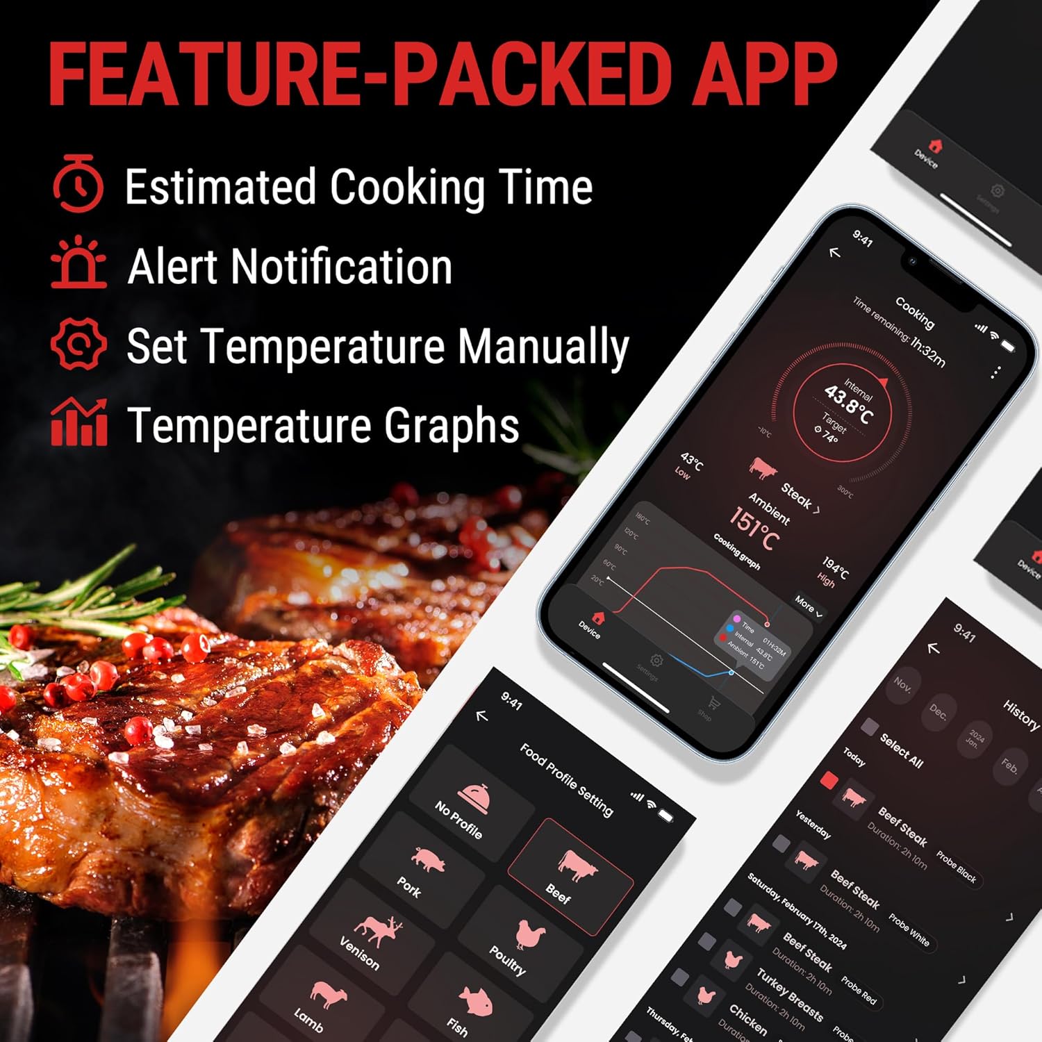 Thumbnail 4 de ThermoPro TempPro 150m Truly Wireless Meat Thermometer (Bluetooth 5.2)