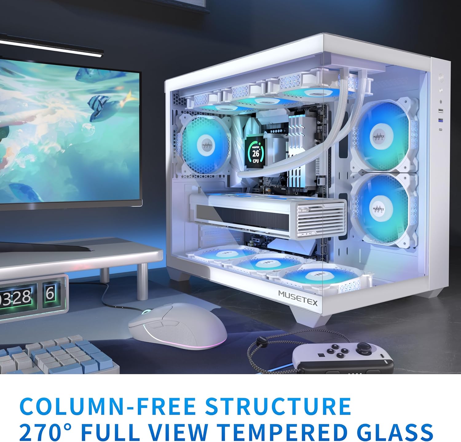 Thumbnail 4 de MUSETEX Y6 ATX Gaming-Gehäuse mit 6 ARGB-Lüftern