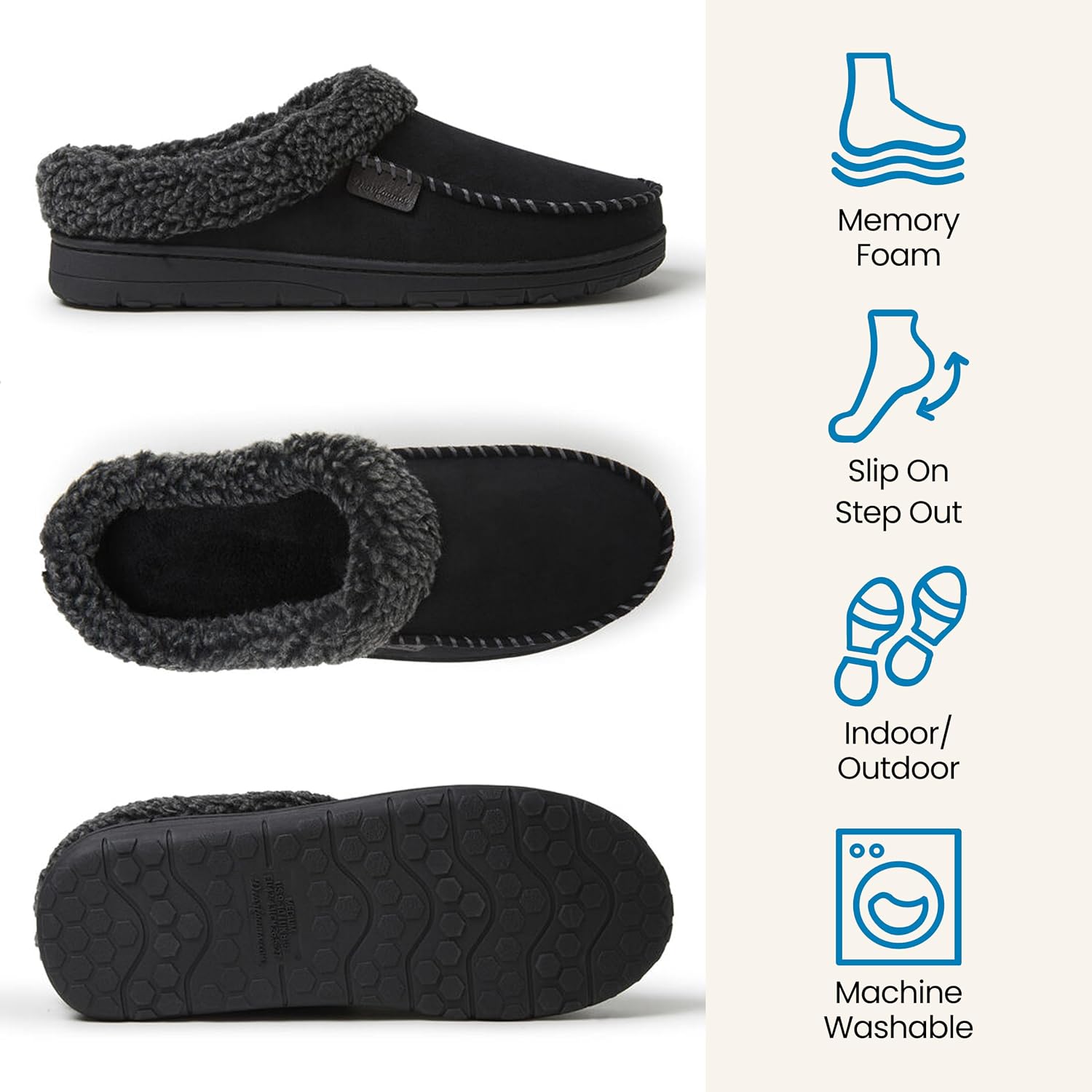 Detalle de Dearfoams Men's Clog Slippers with Memory Foam