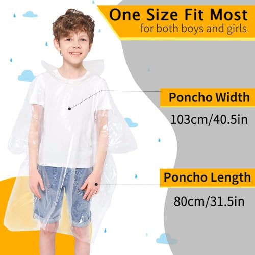 Detalle de Opret Disposable Rain Ponchos 5 Pack for Kids – Emergency Raincoats