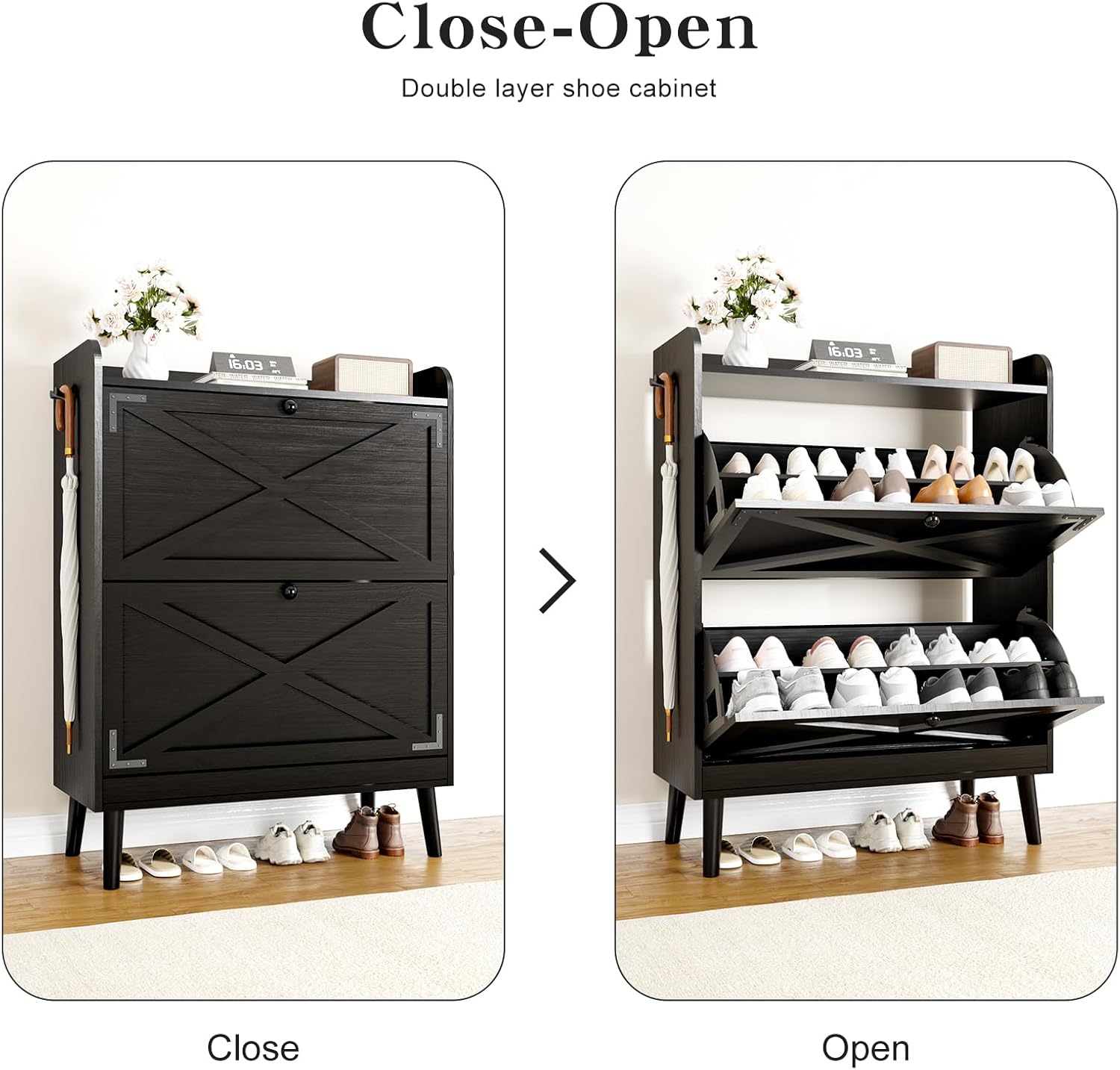 Detalle 2 de Wanfuder Shoe Cabinet with 2 Flip Drawers