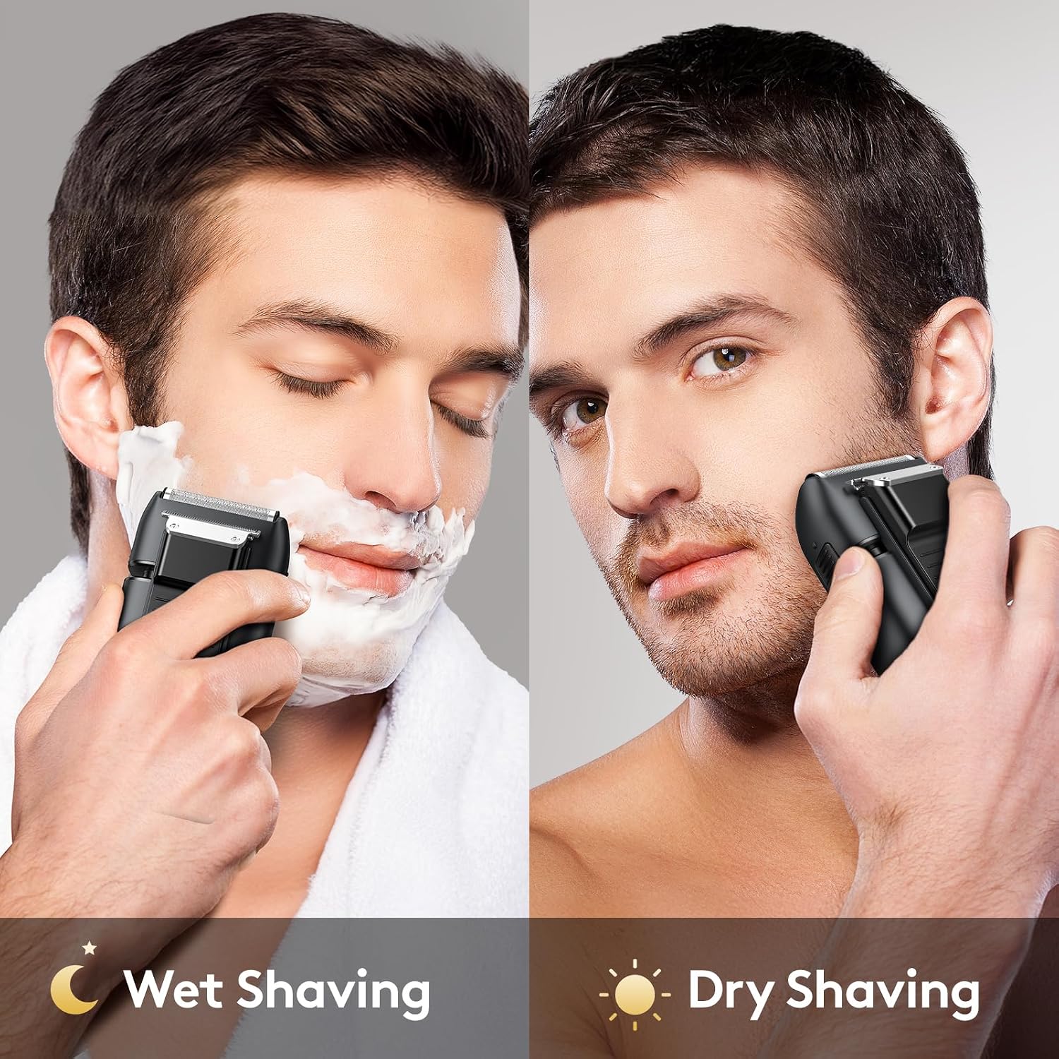 Detalle de Brightup Electric Foil Shaver for Men with Pop-Up Trimmer, Wet/Dry Design, Travel Lock, and LED Display