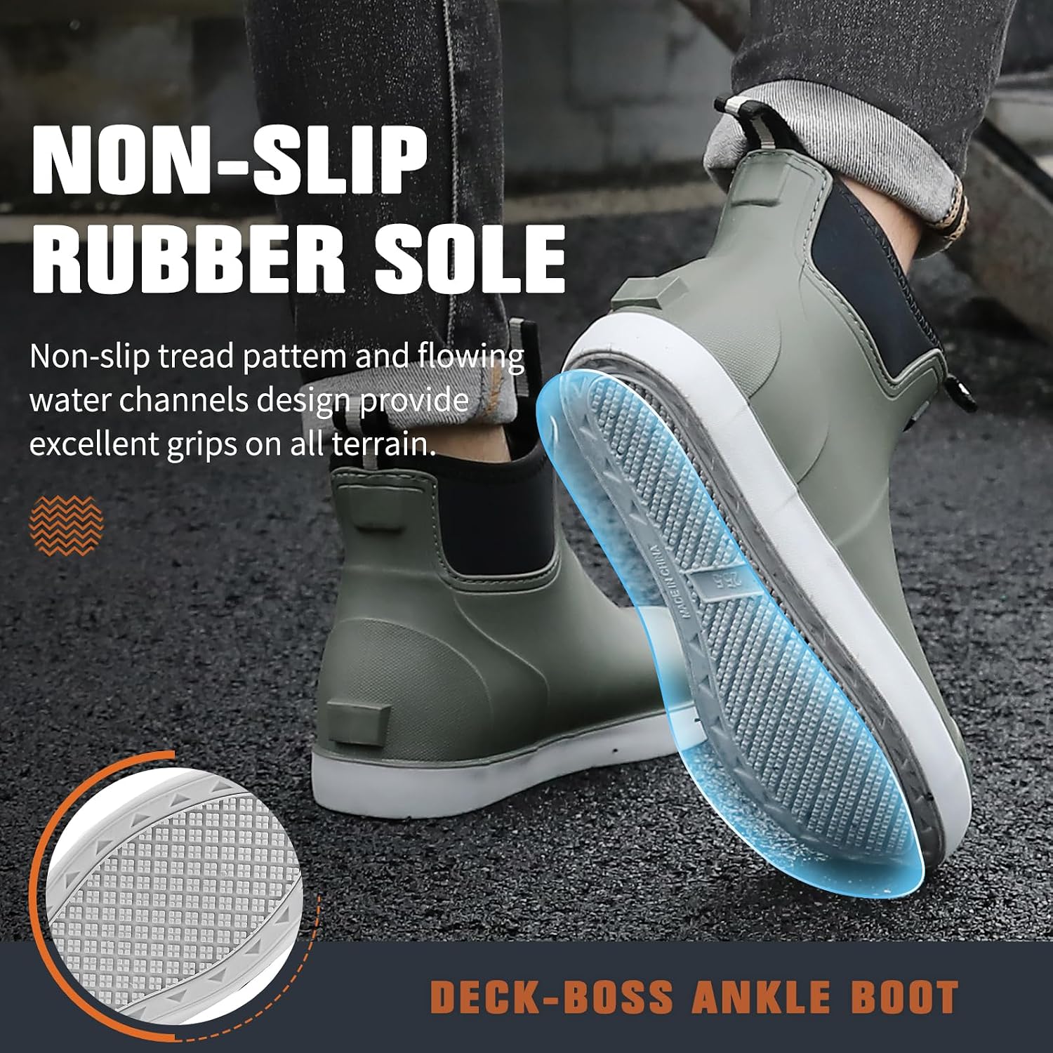 Detalle 2 de Lezzglt Men's Deck Boots, Rubber