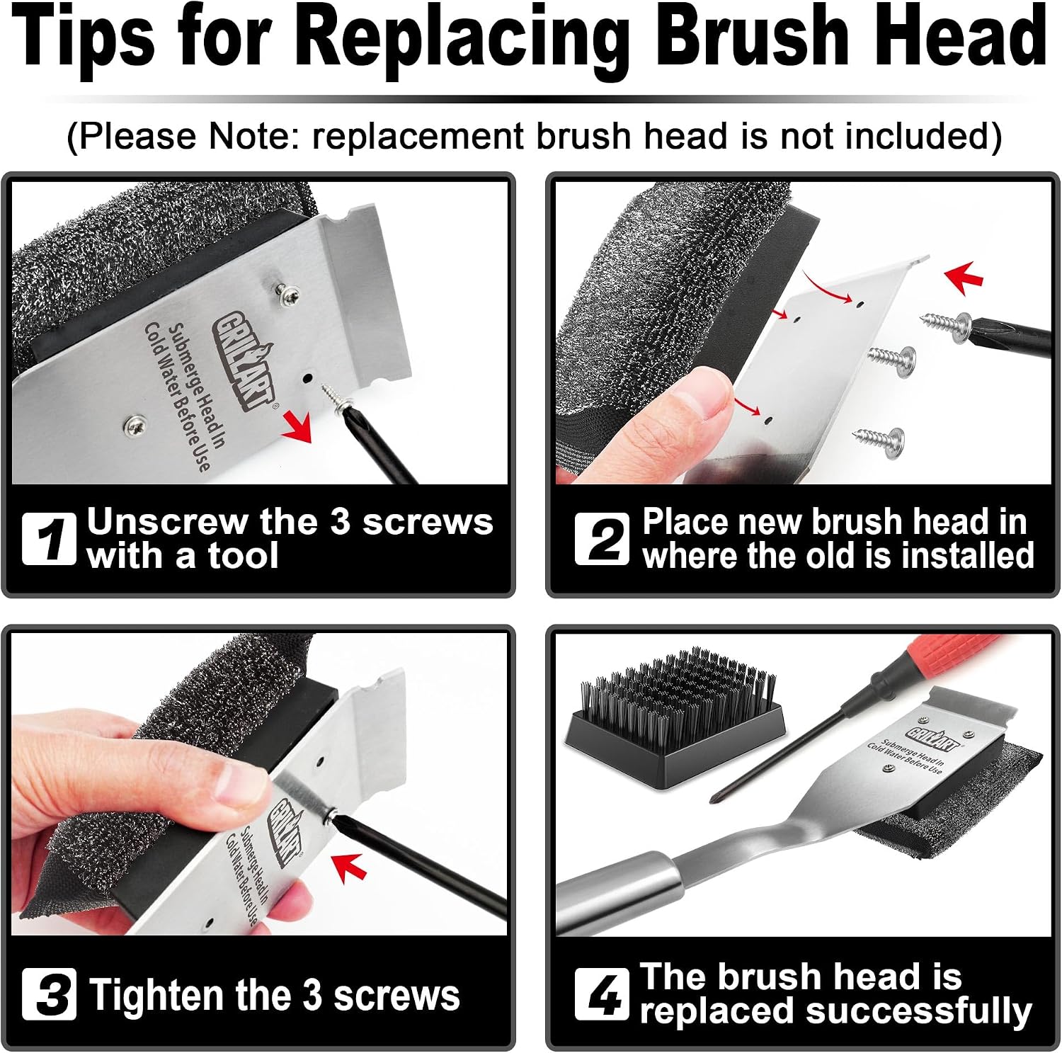 Thumbnail 6 de GRILLART RSH2 Bristle-Free BBQ Grill Brush Replacement Heads, 2-Pack