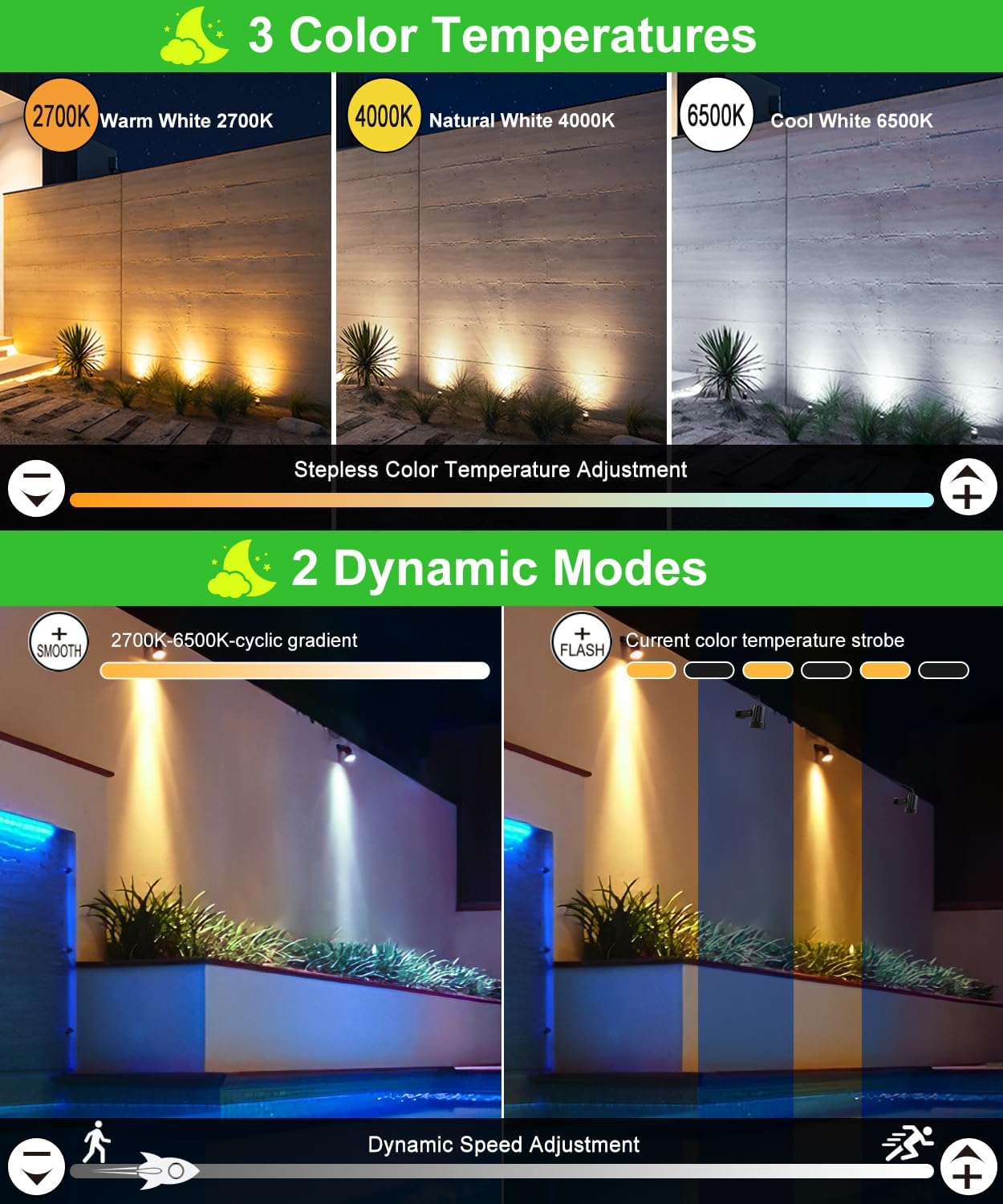 Thumbnail 2 de CLY faretto solare da giardino con telecomando, IP66, 2700/4000/6000 K e timer