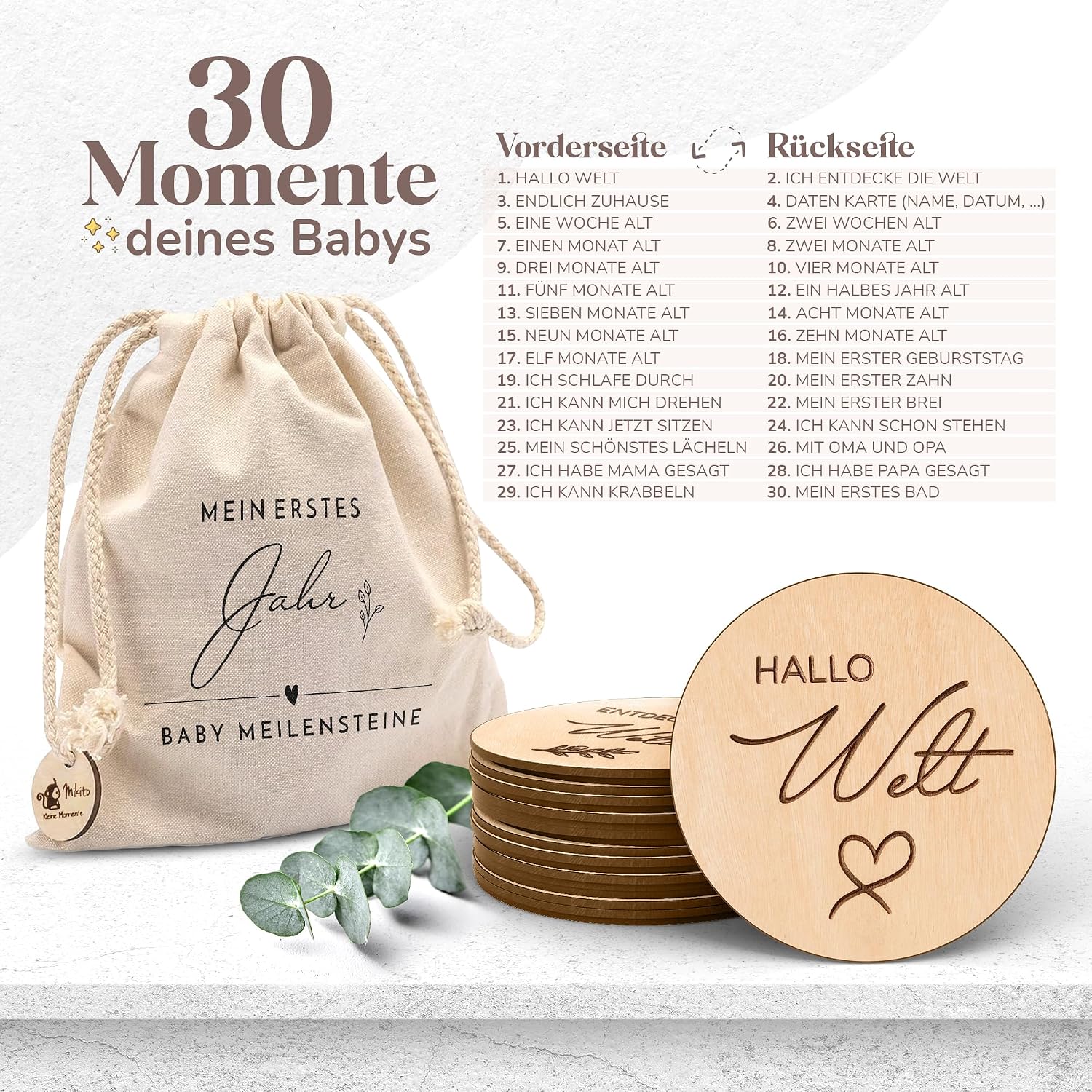 Thumbnail 4 de Holz Meilensteinkarten Baby 30-teilig