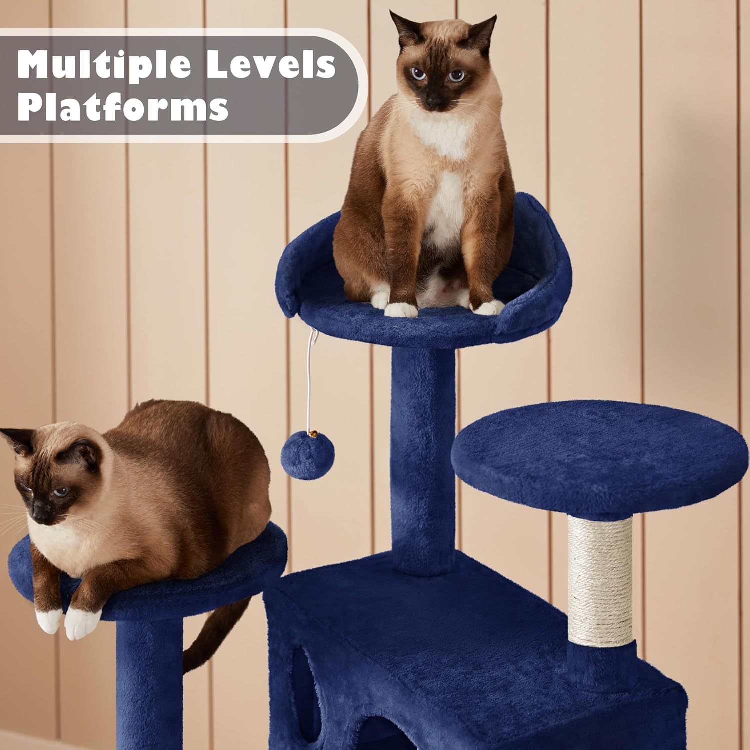 Thumbnail 6 de Yaheetech YT-cat tree 20180517-54 Cat Tree Tower, 5 Levels, Navy Blue