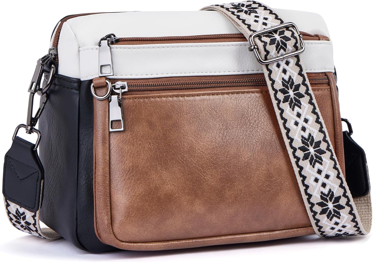 Detalle de MUIIKOLA Cross Body Bag for Women – Vegan Leather Medium Shoulder Handbag with Built‑in Wallet and Wide Adjustable Strap