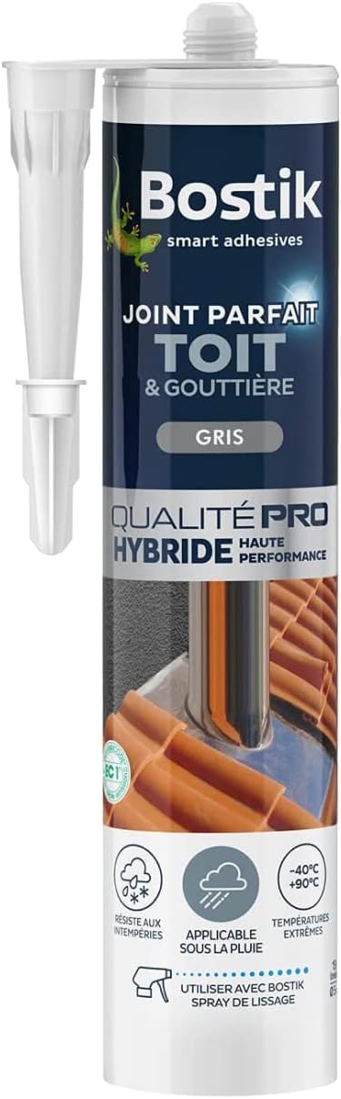 Bostik Mastic d’Étanchéité Joint Parfait Toit et Gouttière – 290 ml, Gris, Hybride Polymère