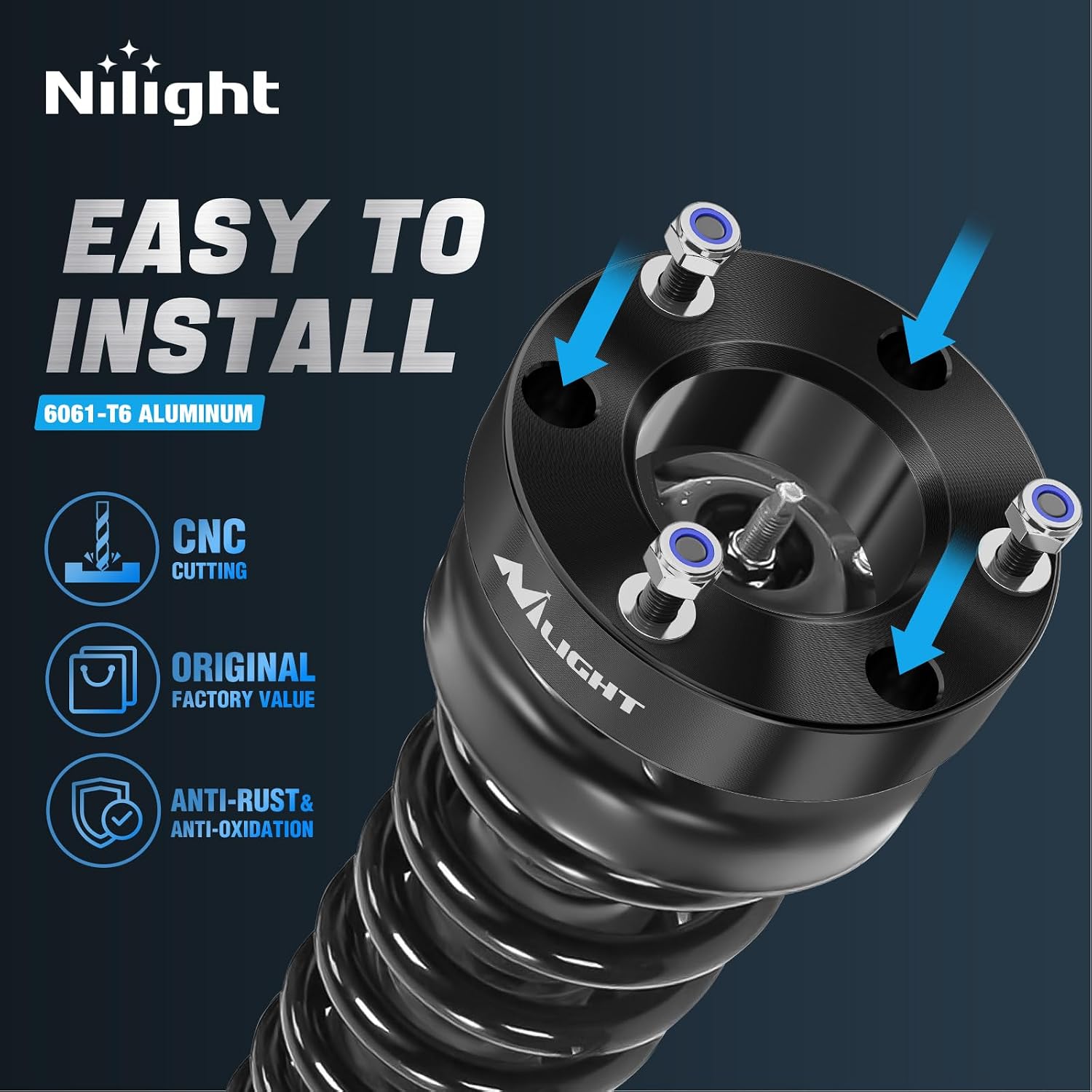 Thumbnail 2 de Nilight 2.5-inch Leveling Lift Kit for 2019-2022 Ford Ranger (2WD/4WD) — Front Strut Spacers