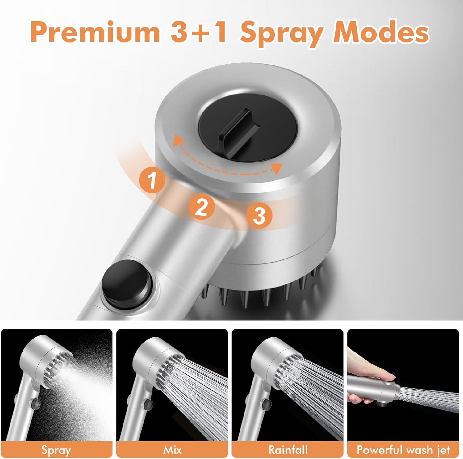 Thumbnail 1 de MEKO Hard Water Filter Shower Head with 15-Stage Filter, 3+1 Spray Modes & 1.5m Hose