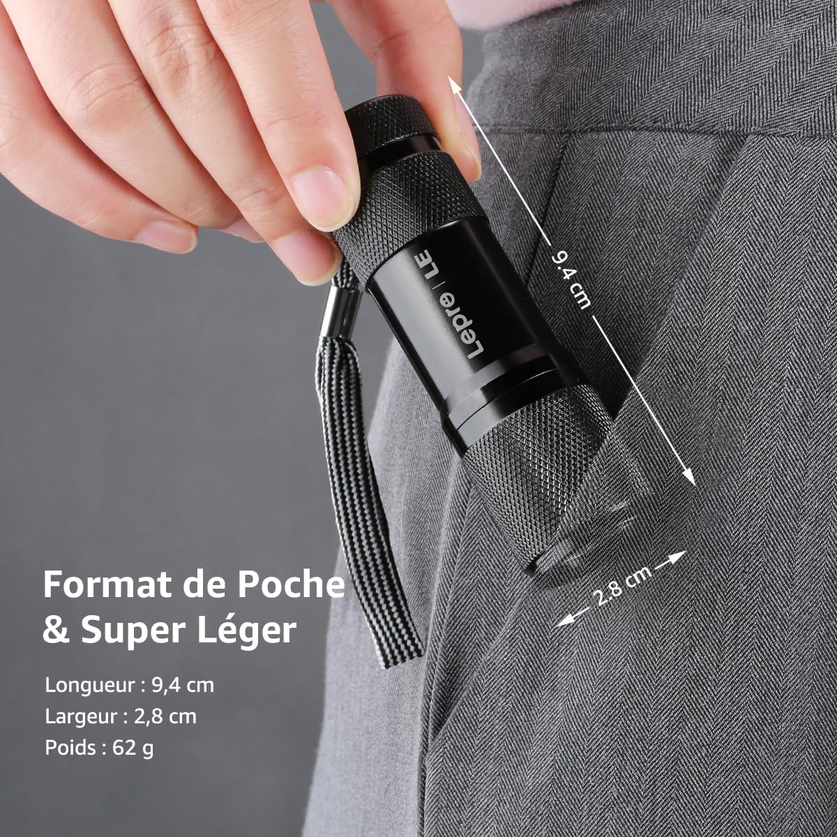 Thumbnail 5 de Lighting EVER Lepro Lampe UV 395 nm – Lampe torche noire 6 piles AAA incluses (Lot de 2)